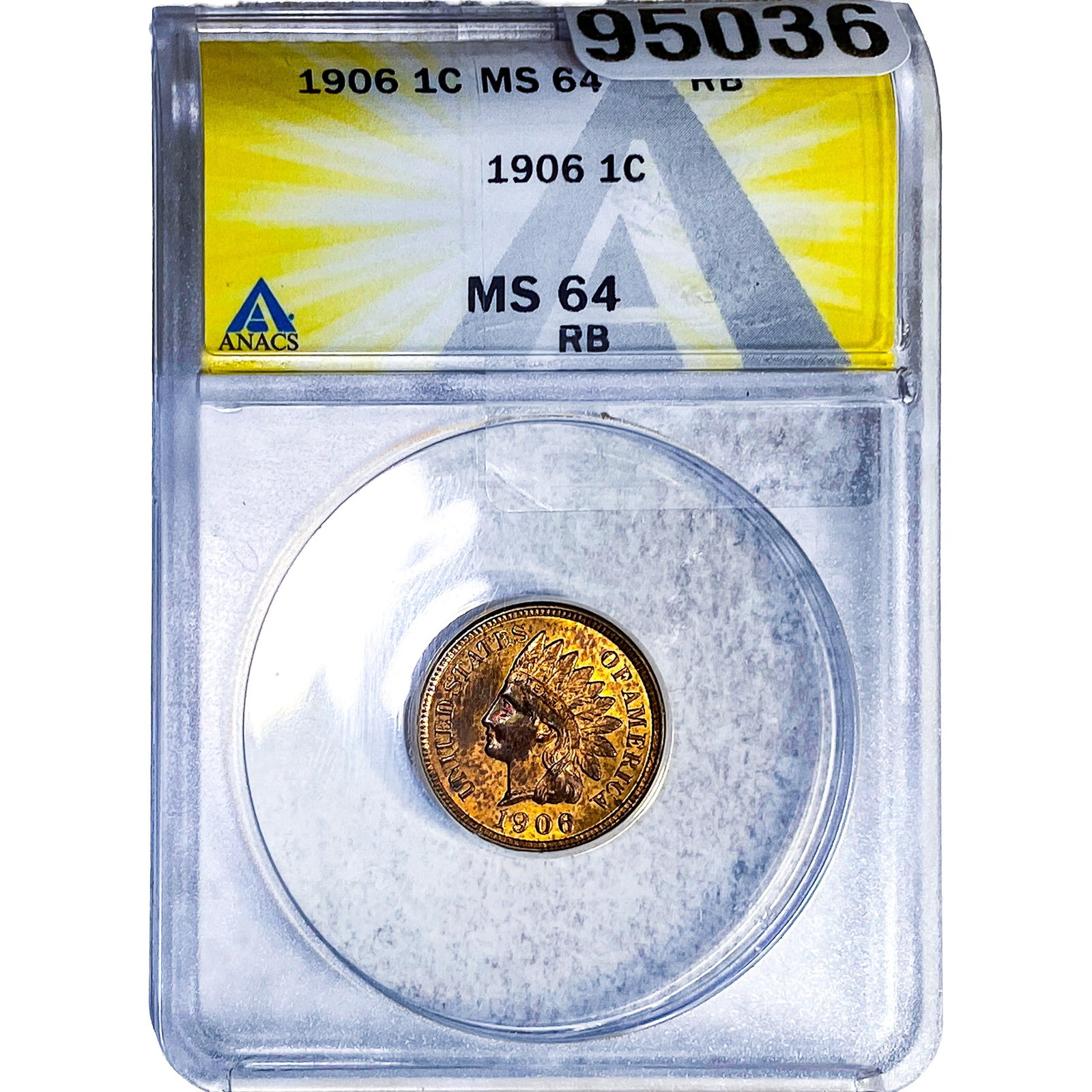 1906 Indian Head Cent ANACS MS64 RB: 1906 Indian Head Cent ANACS MS64 RB