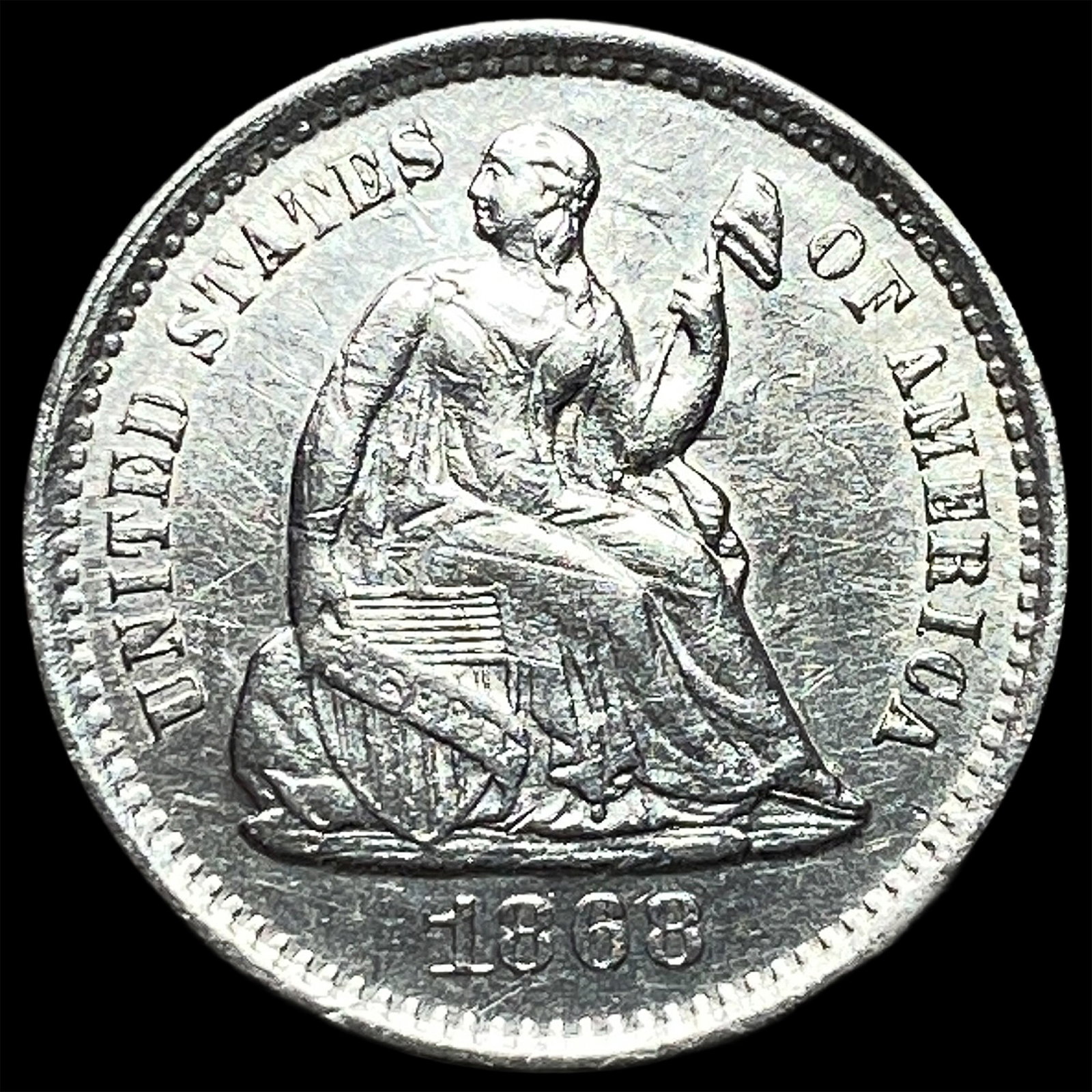 1868-S Silver Half Dime CHOICE AU: 1868-S Silver Half Dime CHOICE AU