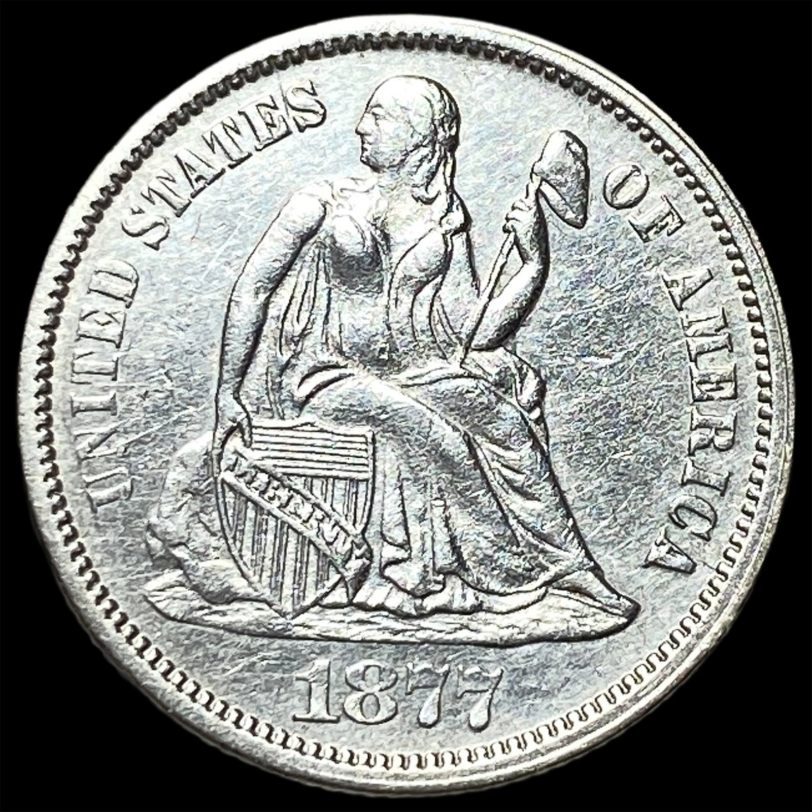 1877 Seated Liberty Dime CHOICE AU: 1877 Seated Liberty Dime CHOICE AU