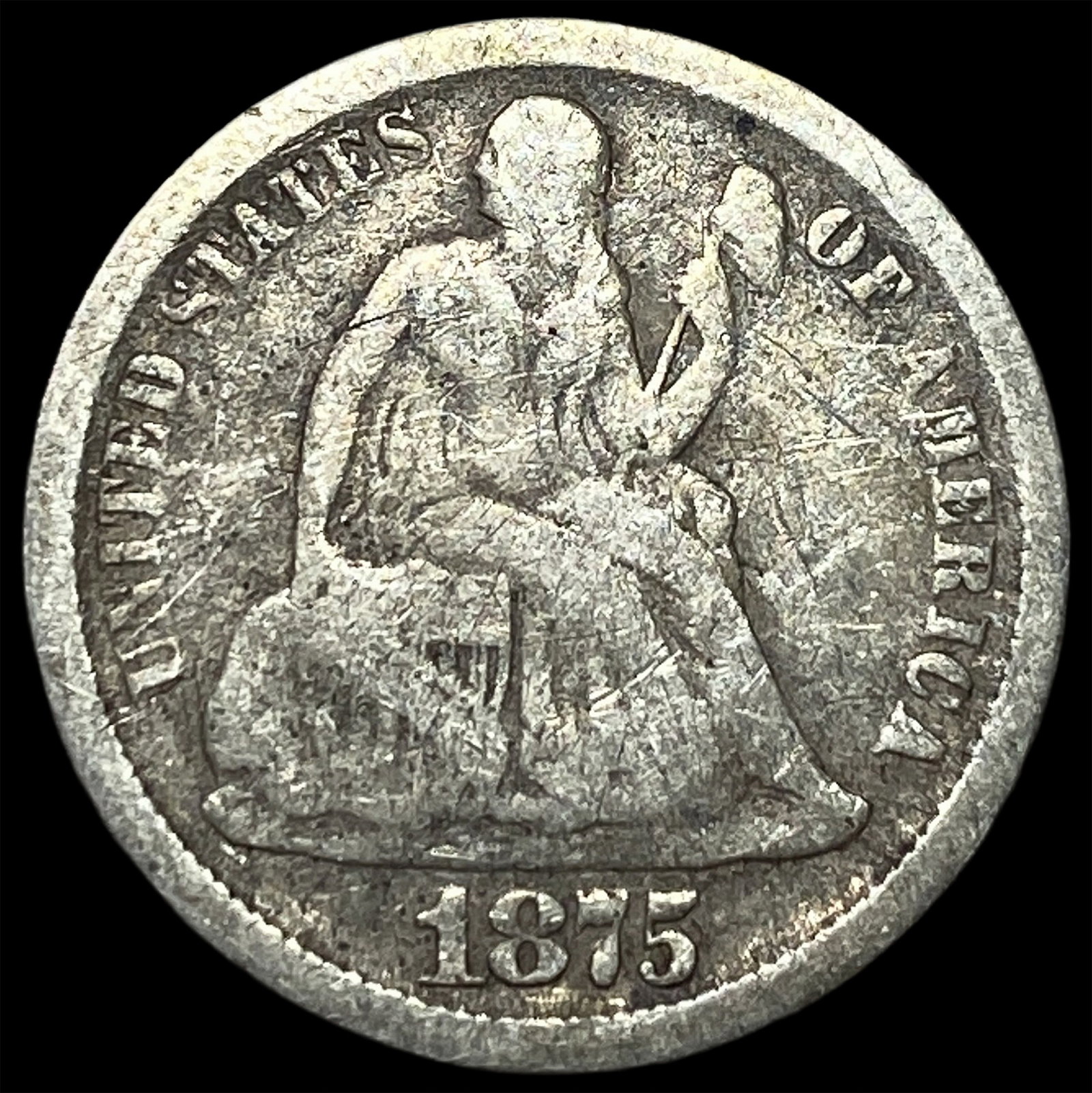 1875-CC Silver Seated Liberty Dime NICELY CIRCULATED: 1875-CC Silver Seated Liberty Dime NICELY CIRCULATED