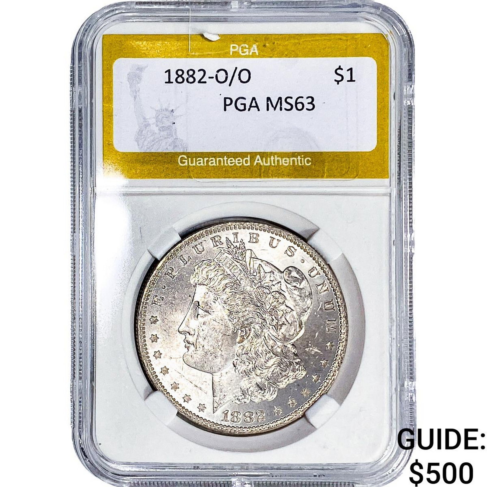 1882-O/O Morgan Silver Dollar PGA MS63: 1882-O/O Morgan Silver Dollar PGA MS63