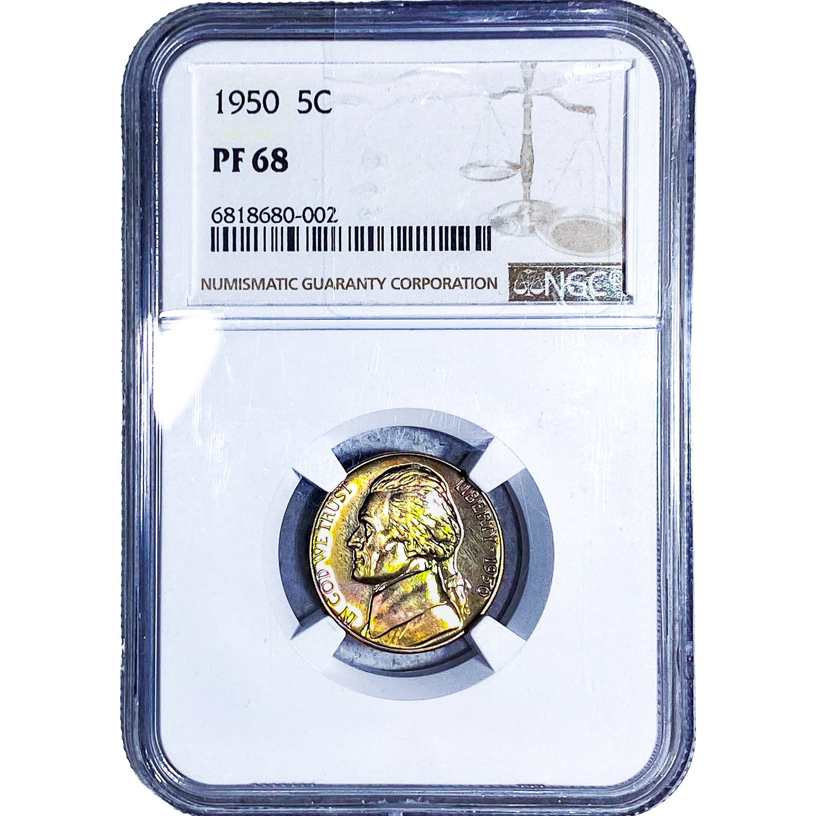 1950 Jefferson Nickel NGC PF68: 1950 Jefferson Nickel NGC PF68