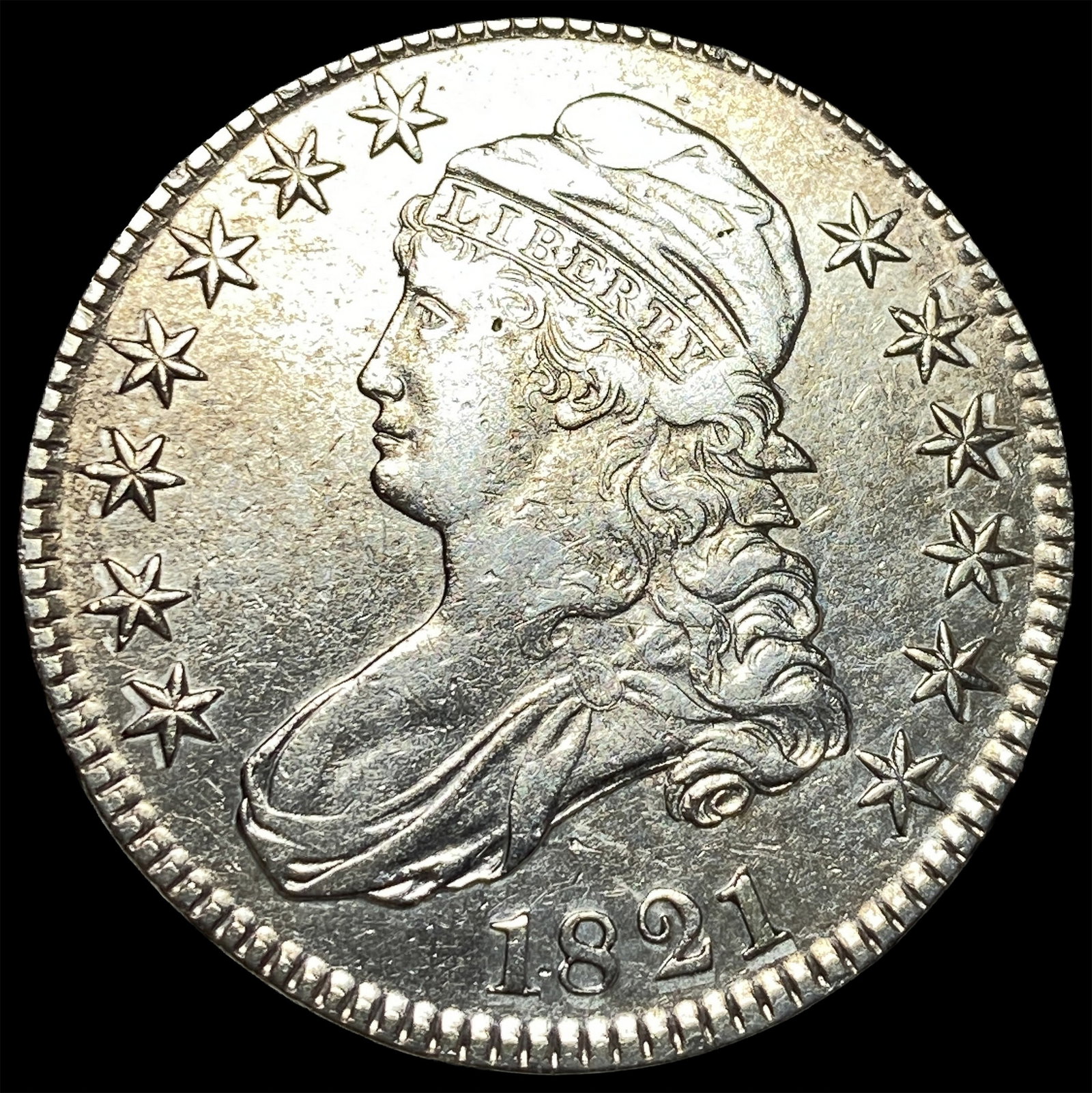 1821 Capped Bust Half Dollar CHOICE AU: 1821 Capped Bust Half Dollar CHOICE AU