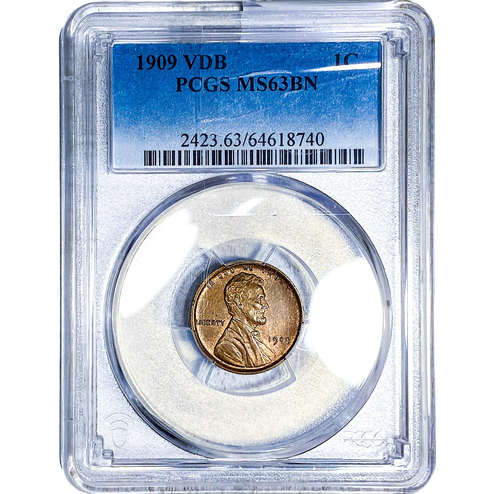 1909 VDB Wheat Cent PCGS MS63 BN: 1909 VDB Wheat Cent PCGS MS63 BN