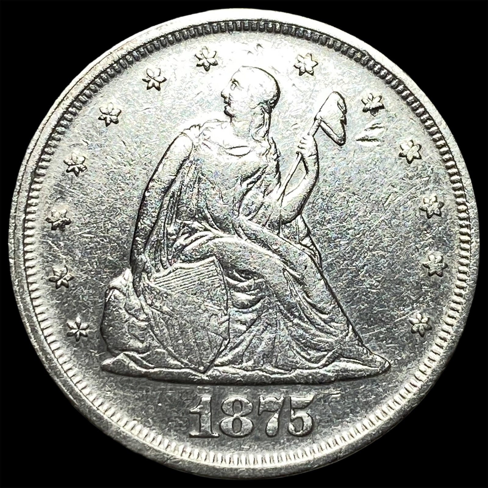 1875-S Silver Twenty Cents CHOICE AU: 1875-S Silver Twenty Cents CHOICE AU
