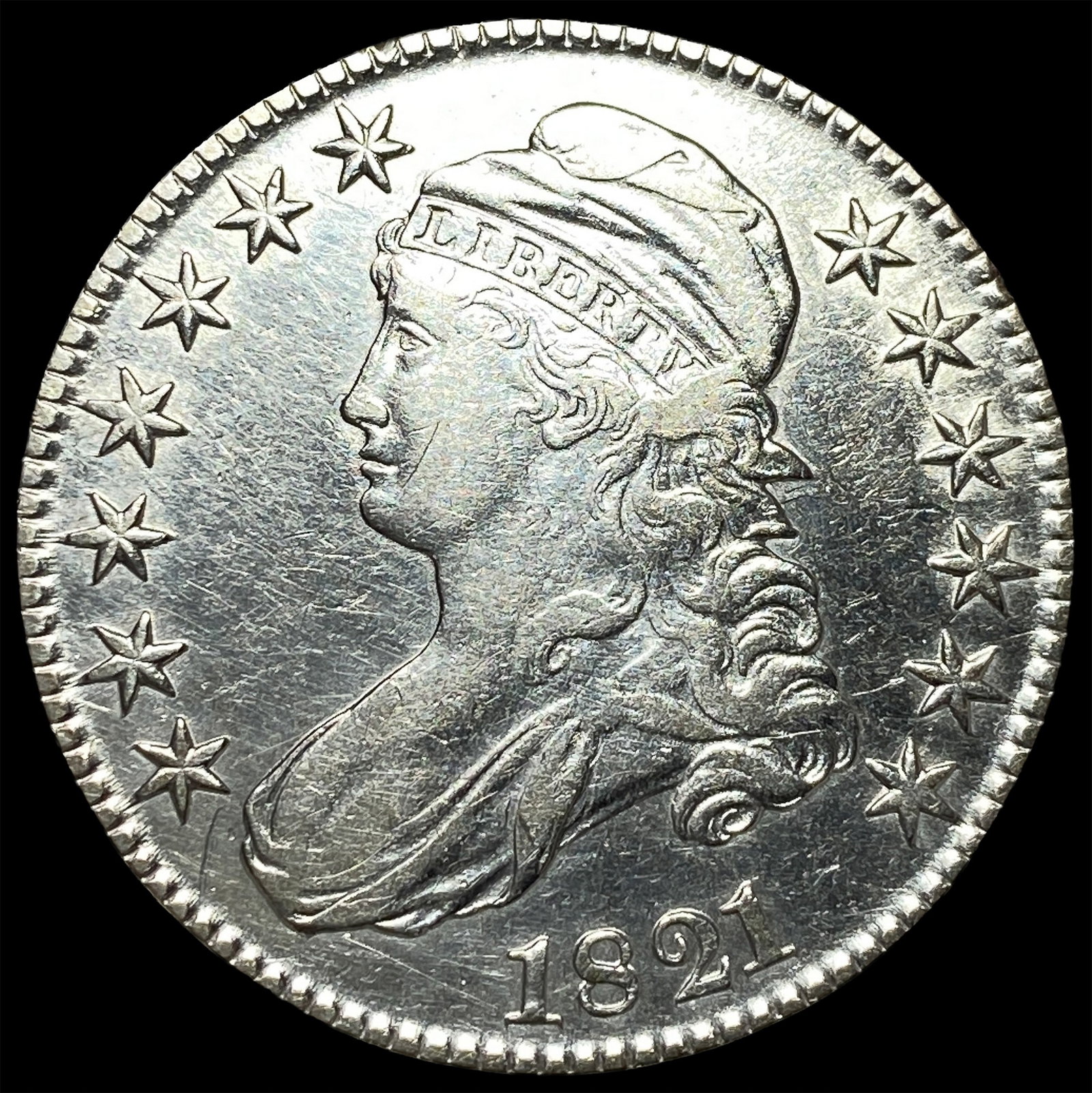 1821 Capped Bust Half Dollar CHOICE AU: 1821 Capped Bust Half Dollar CHOICE AU