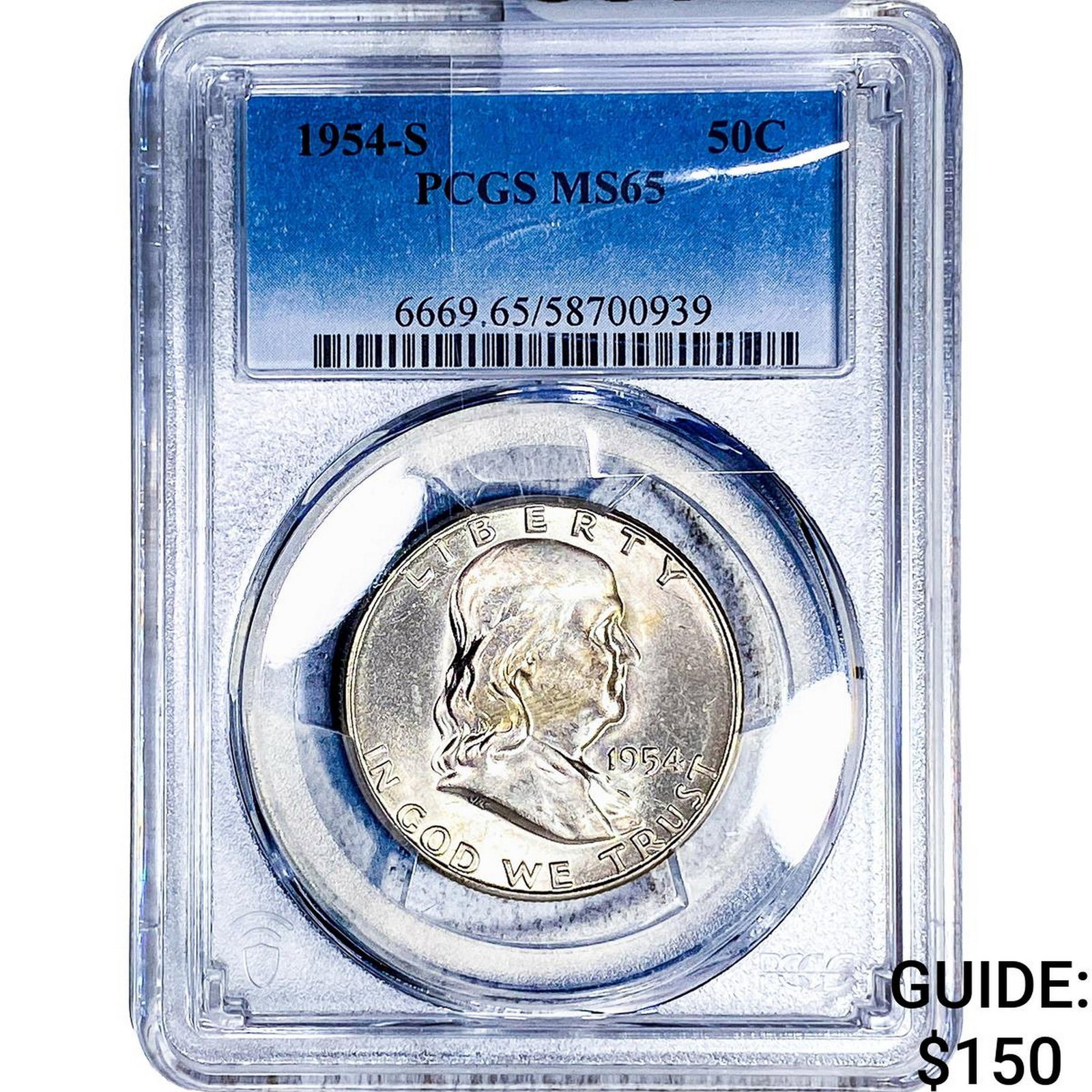 1954-S Franklin Half Dollar PCGS MS65: 1954-S Franklin Half Dollar PCGS MS65