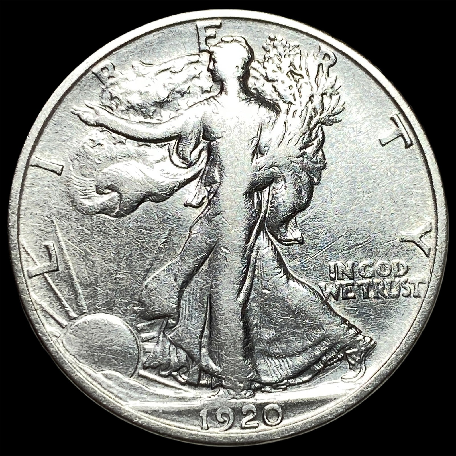 1920-S Silver Walking Liberty Half Dollar LIGHTLY CIRCULATED: 1920-S Silver Walking Liberty Half Dollar LIGHTLY CIRCULATED
