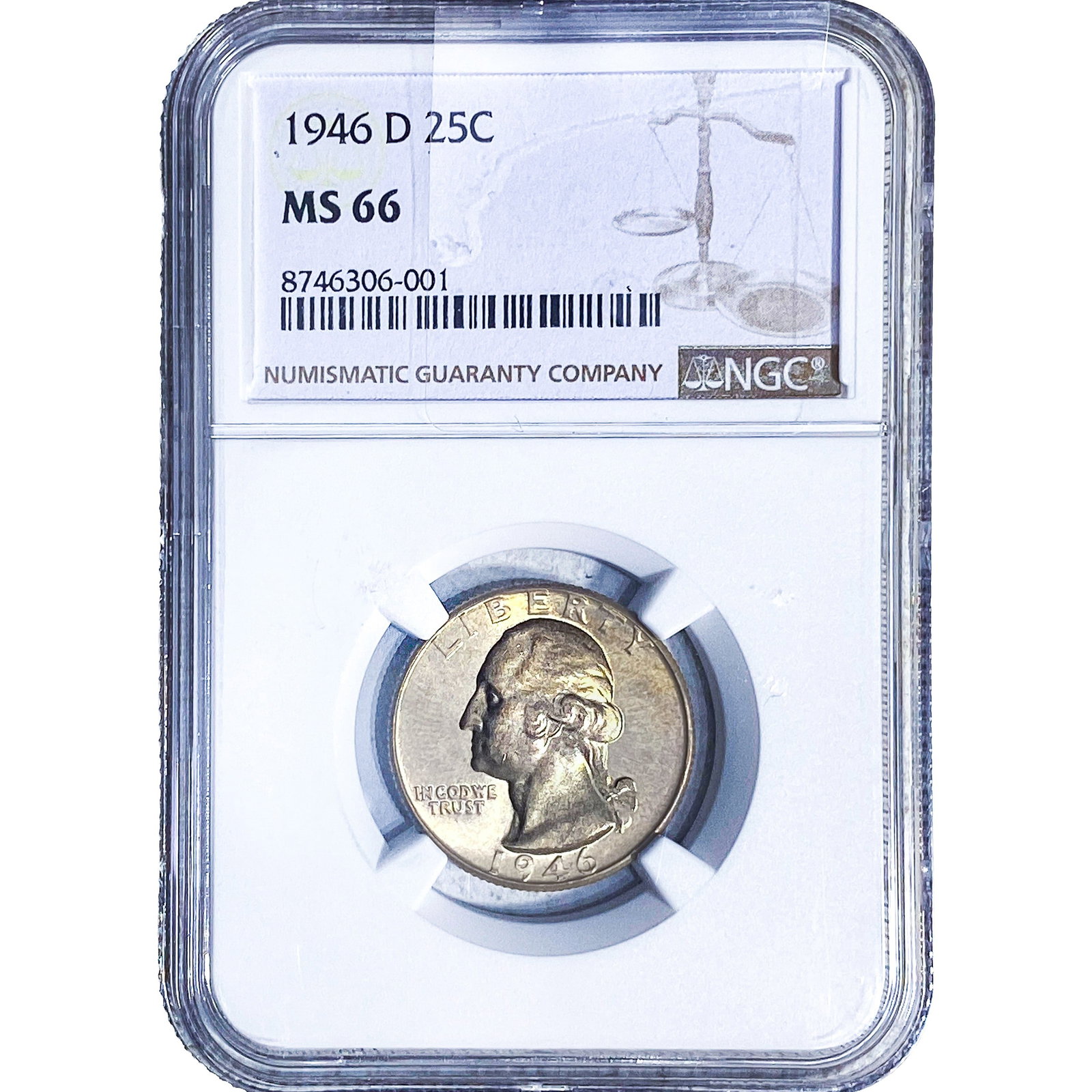 1946-D Washington Silver Quarter NGC MS66: 1946-D Washington Silver Quarter NGC MS66