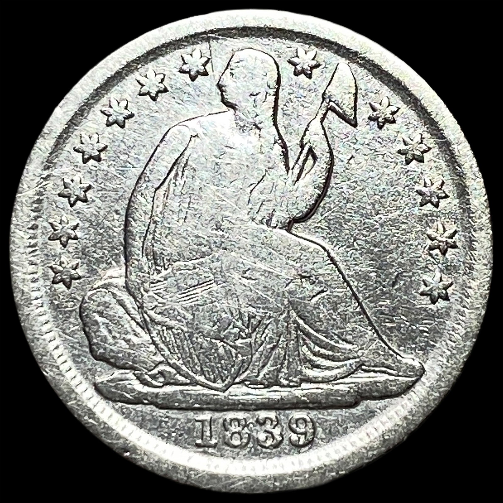 1839-O Silver Seated Liberty Half Dime LIGHTLY CIRCULATED: 1839-O Silver Seated Liberty Half Dime LIGHTLY CIRCULATED