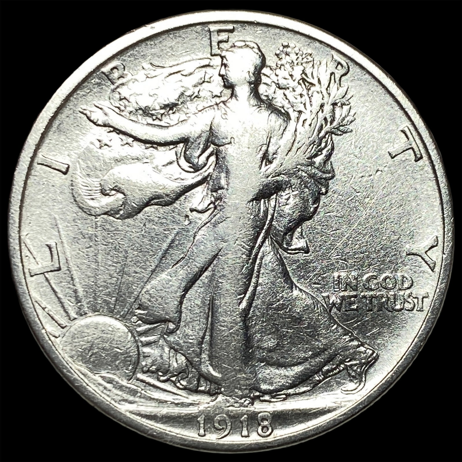 1918-D Walking Liberty Half Dollar LIGHTLY CIRCULATED: 1918-D Walking Liberty Half Dollar LIGHTLY CIRCULATED