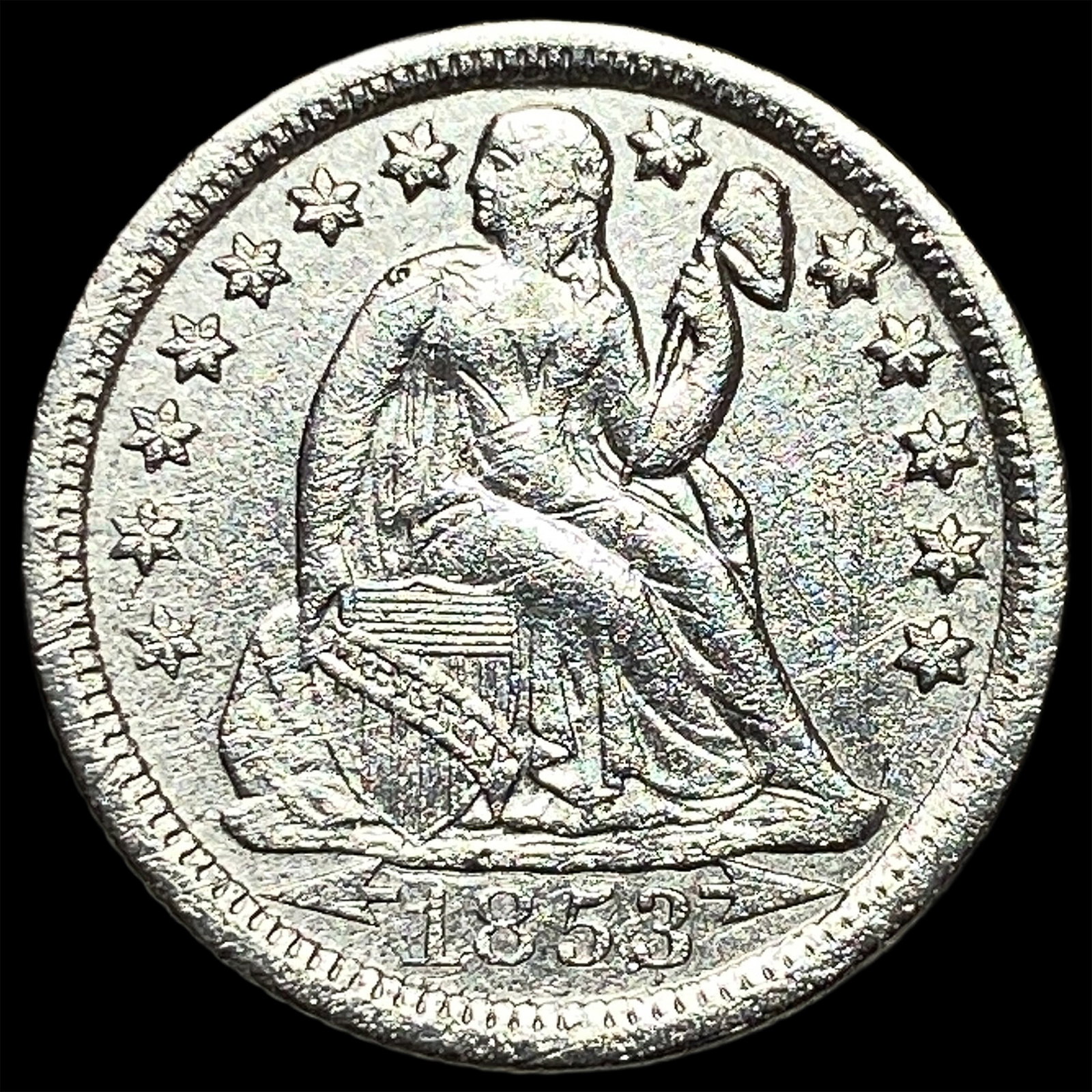 1853-O Silver Seated Liberty Dime LIGHTLY CIRCULATED: 1853-O Silver Seated Liberty Dime LIGHTLY CIRCULATED
