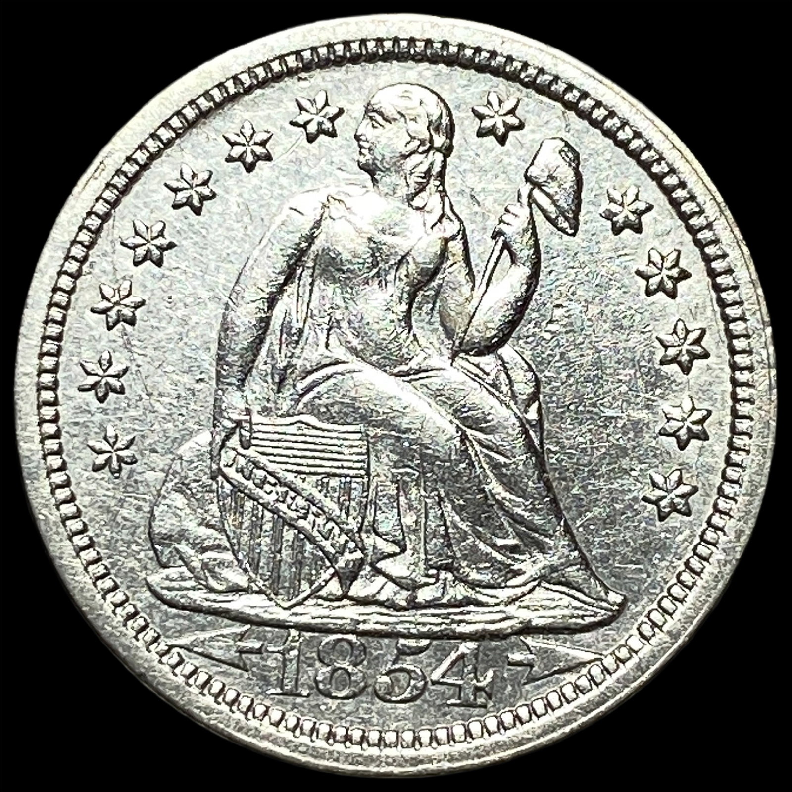 1854 Arrows Seated Liberty Dime CLOSELY UNCIRCULATED: 1854 Arrows Seated Liberty Dime CLOSELY UNCIRCULATED