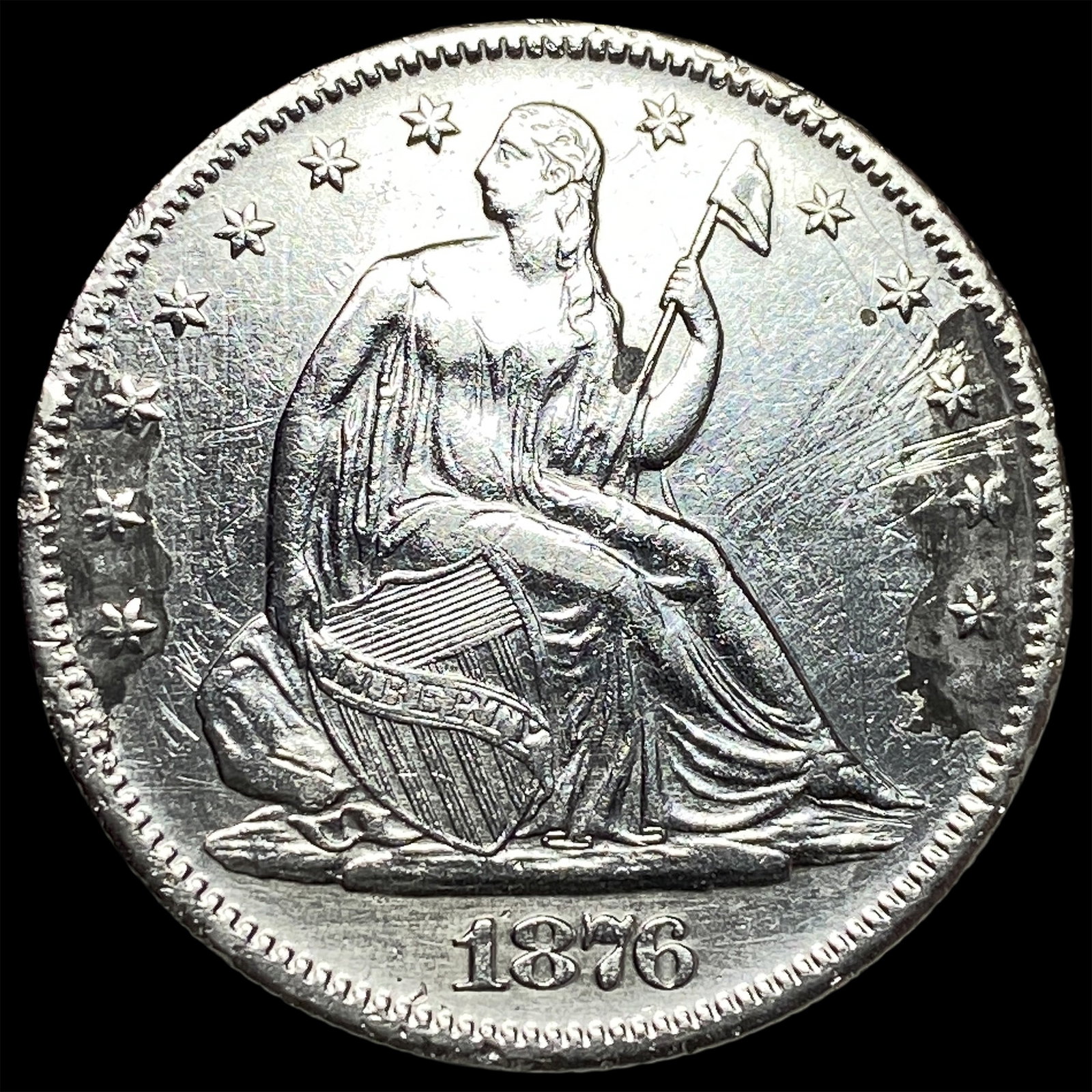 1876-S Silver Seated Liberty Half Dollar CLOSELY UNCIRCULATED: 1876-S Silver Seated Liberty Half Dollar CLOSELY UNCIRCULATED