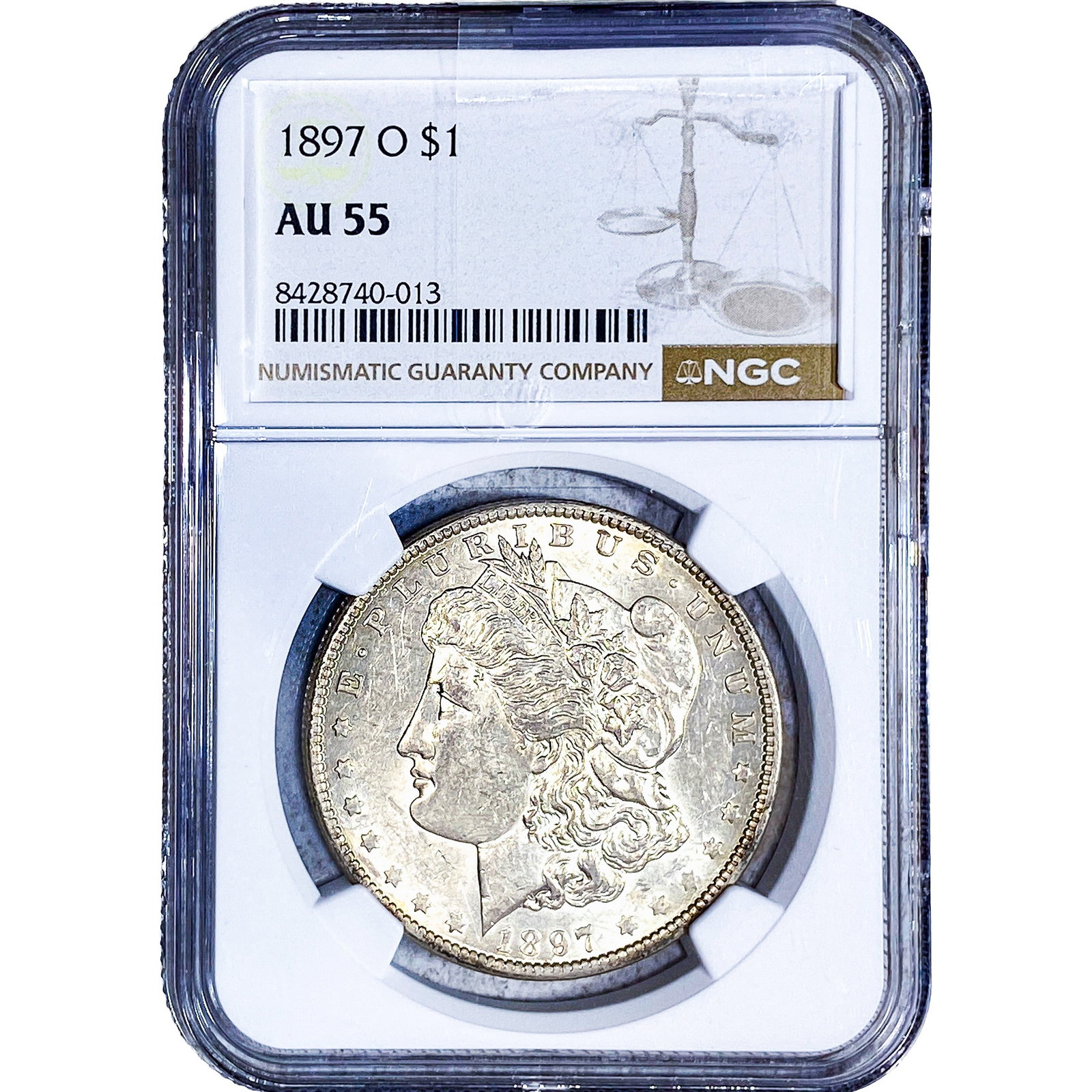 1897-O Morgan Silver Dollar NGC AU55: 1897-O Morgan Silver Dollar NGC AU55
