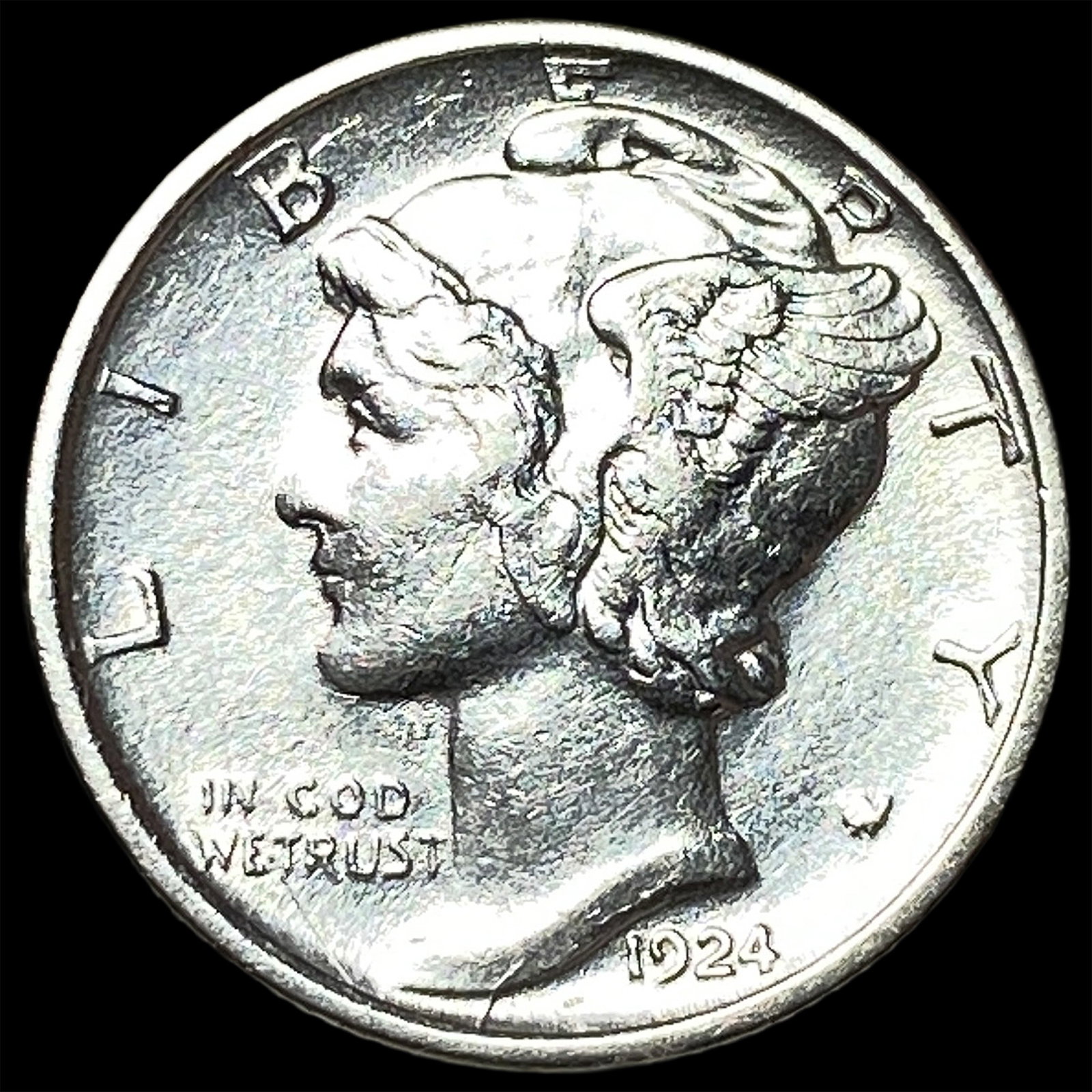 1924-D Silver Mercury Dime CLOSELY UNCIRCULATED (1 of 2)