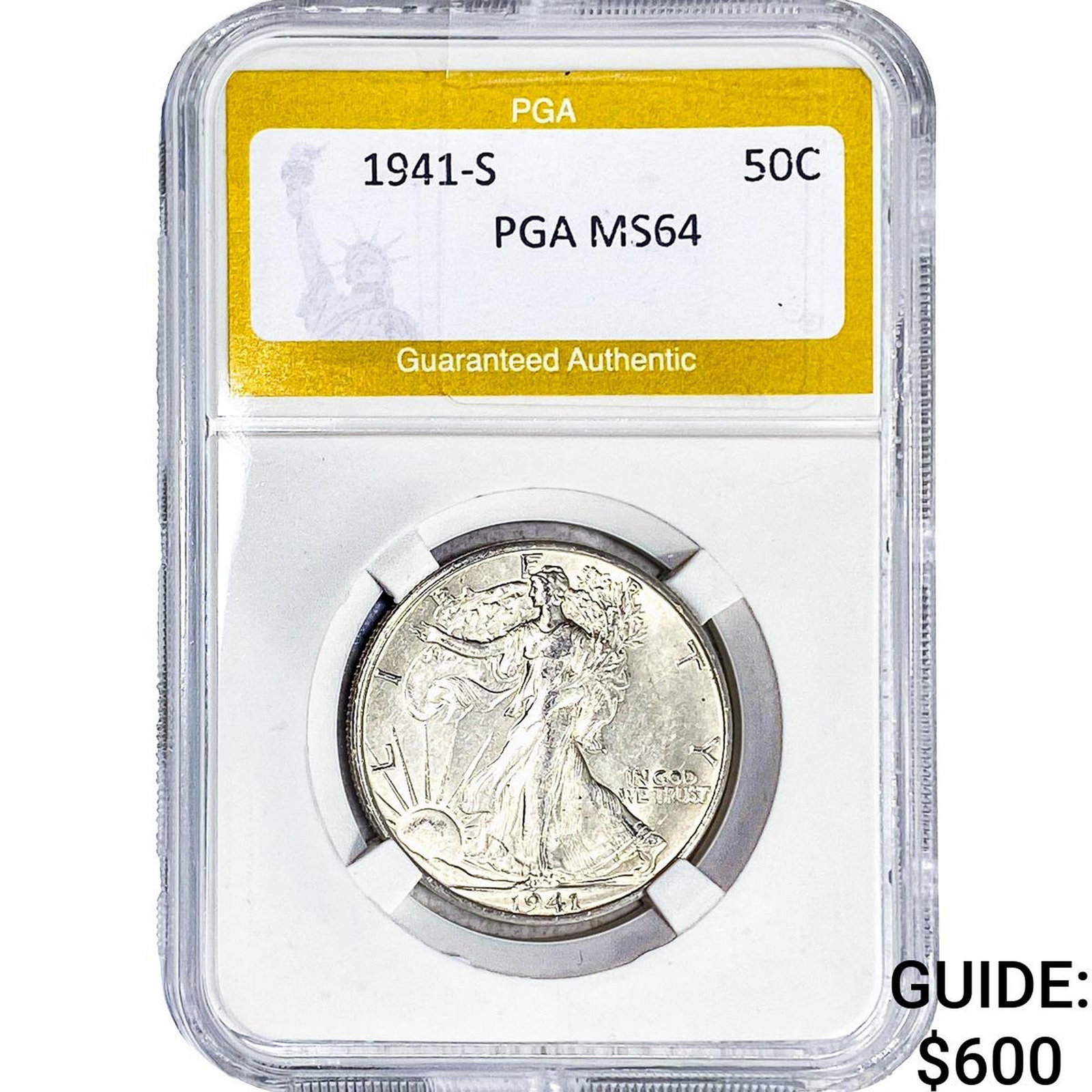 1941-S Walking Liberty Half Dollar PGA MS64: 1941-S Walking Liberty Half Dollar PGA MS64
