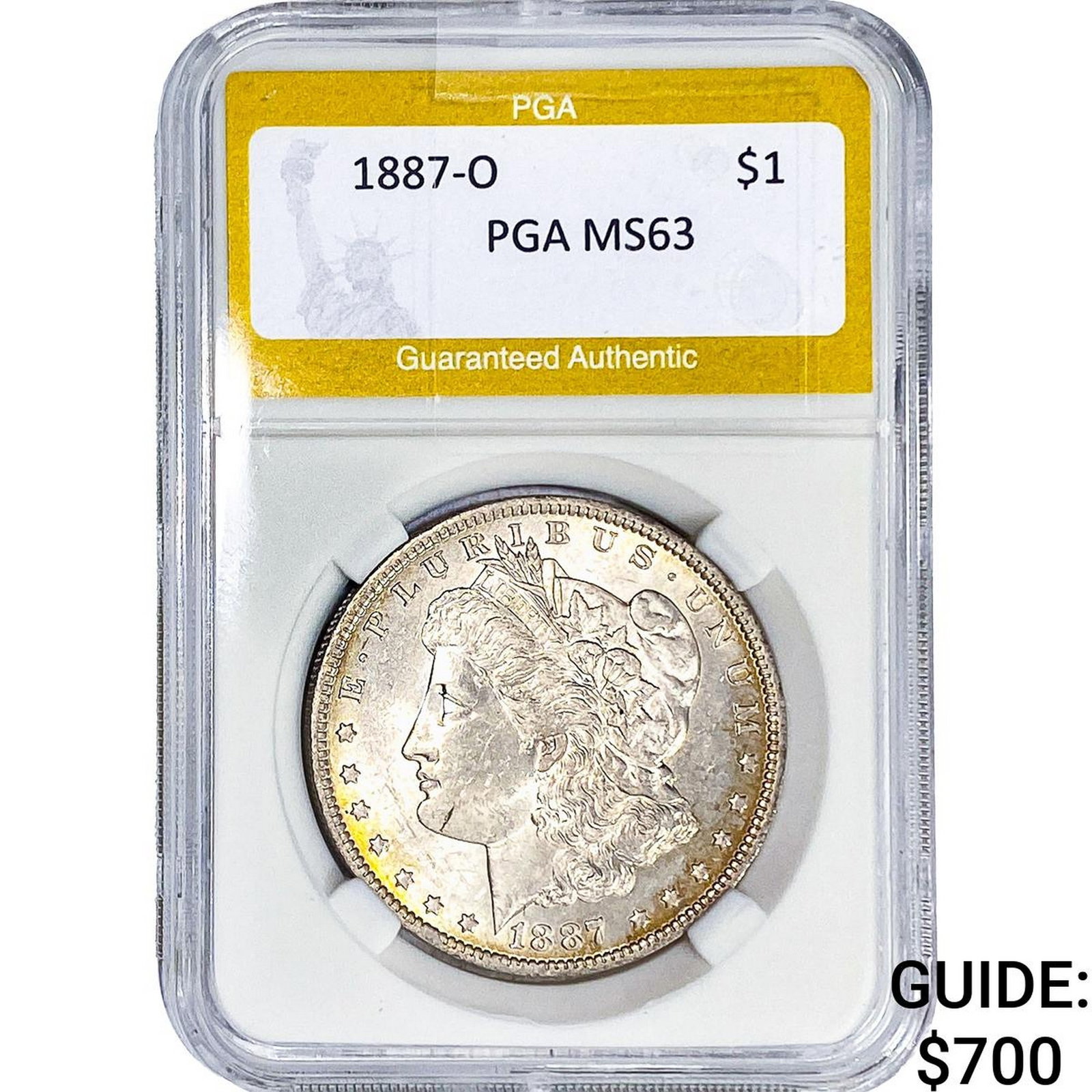 1887-O Morgan Silver Dollar PGA MS63: 1887-O Morgan Silver Dollar PGA MS63