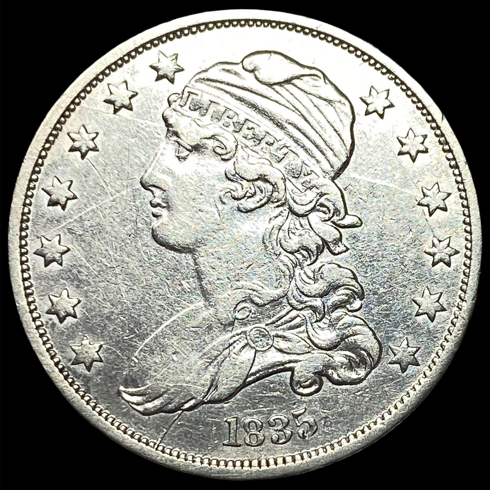 1835 Capped Bust Silver Quarter NEARLY UNCIRCULATED: 1835 Capped Bust Silver Quarter NEARLY UNCIRCULATED