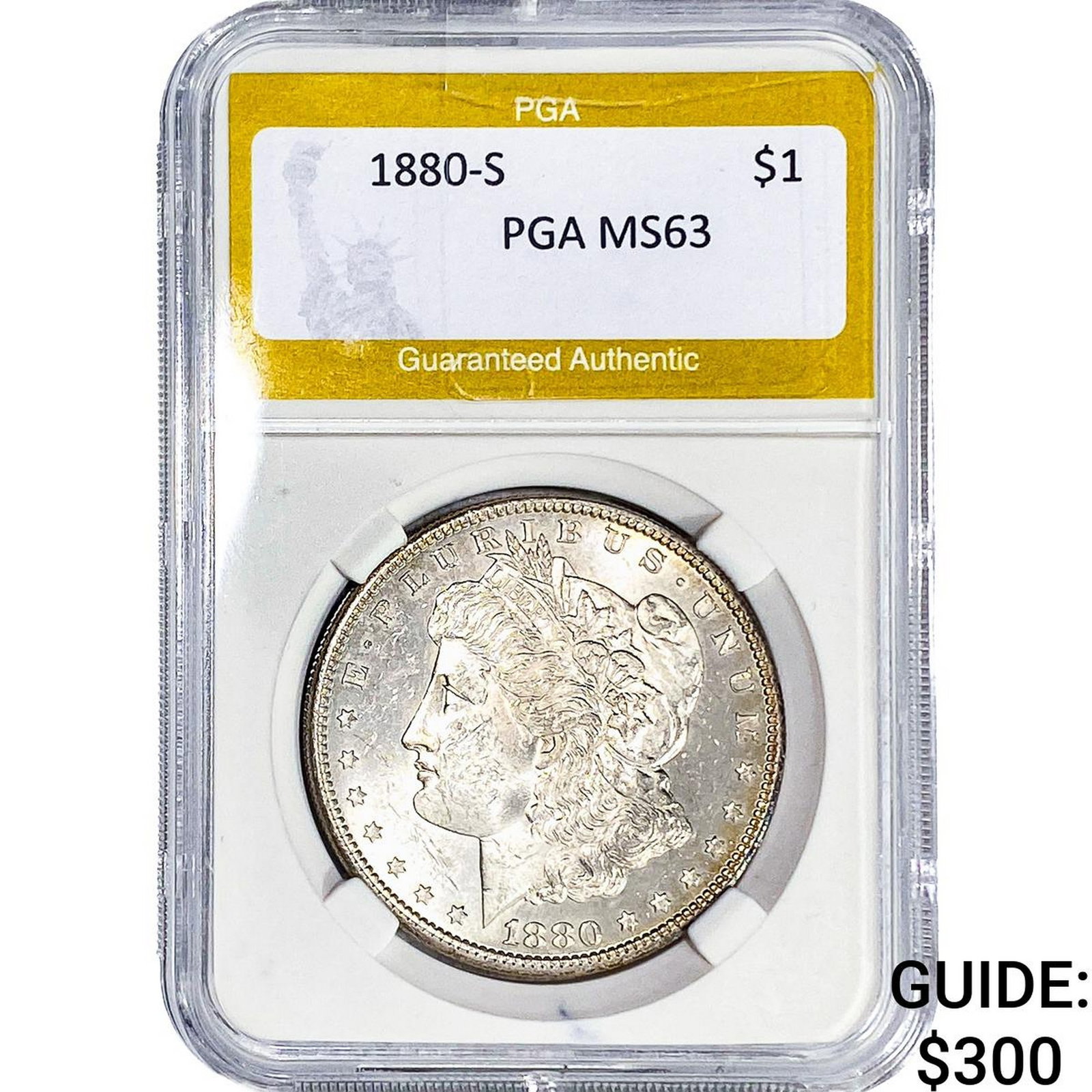 1880-S Morgan Silver Dollar PGA MS63: 1880-S Morgan Silver Dollar PGA MS63