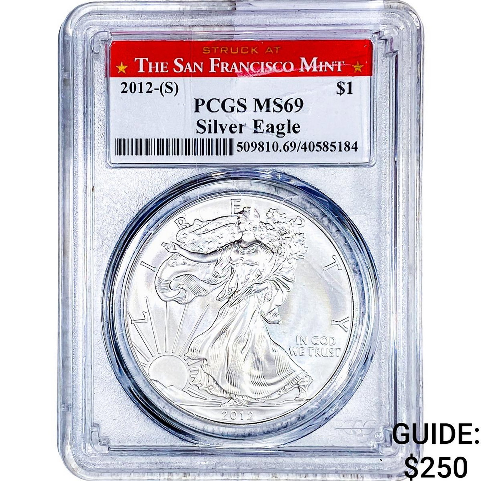 2012-S Silver Eagle PCGS MS69: 2012-S Silver Eagle PCGS MS69