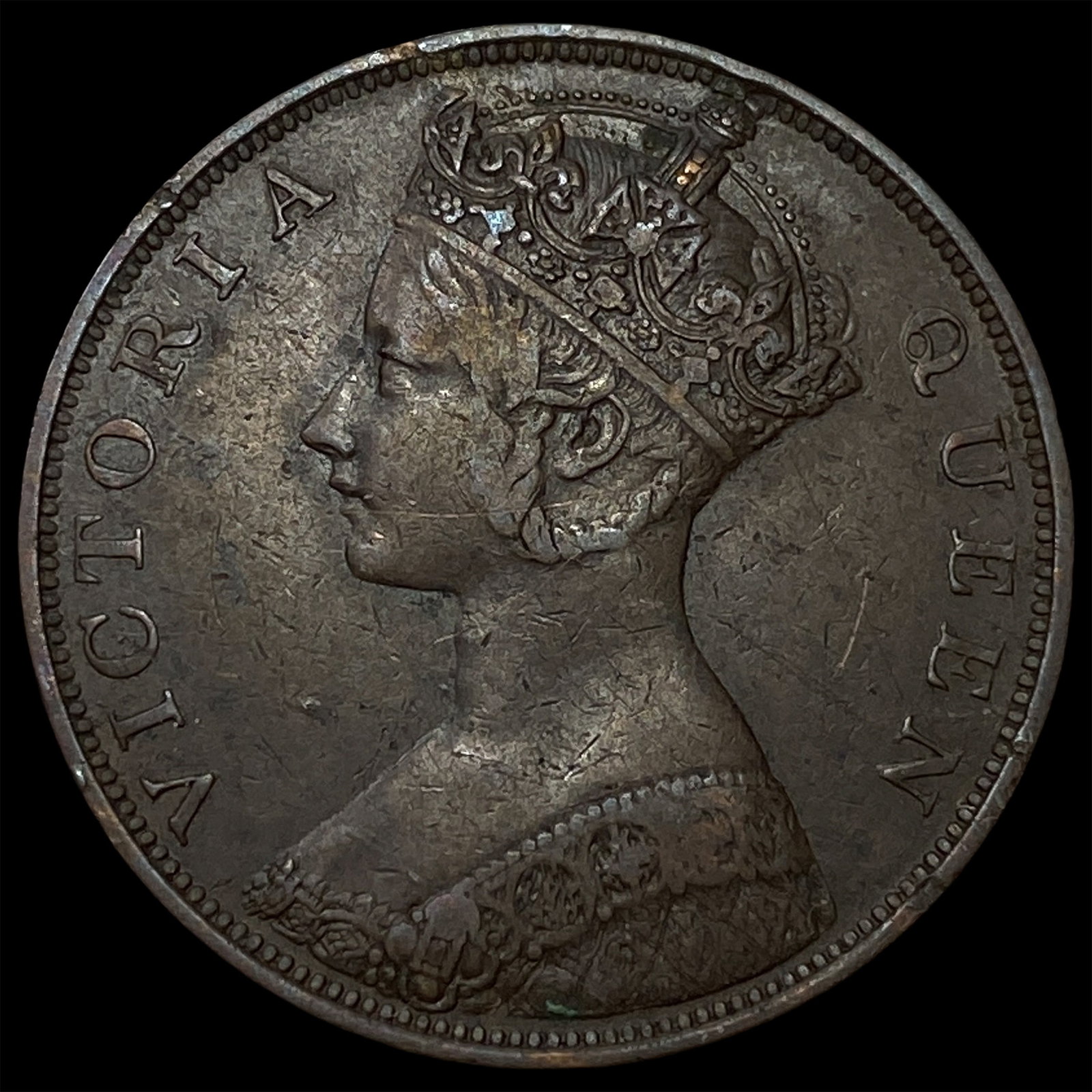 1865 Hong Kong Victoria Bronze 1 Cent: 1865 Hong Kong Victoria Bronze 1 Cent