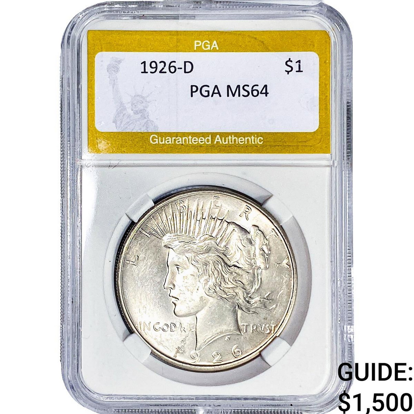 1926-D Silver Peace Dollar PGA MS64: 1926-D Silver Peace Dollar PGA MS64