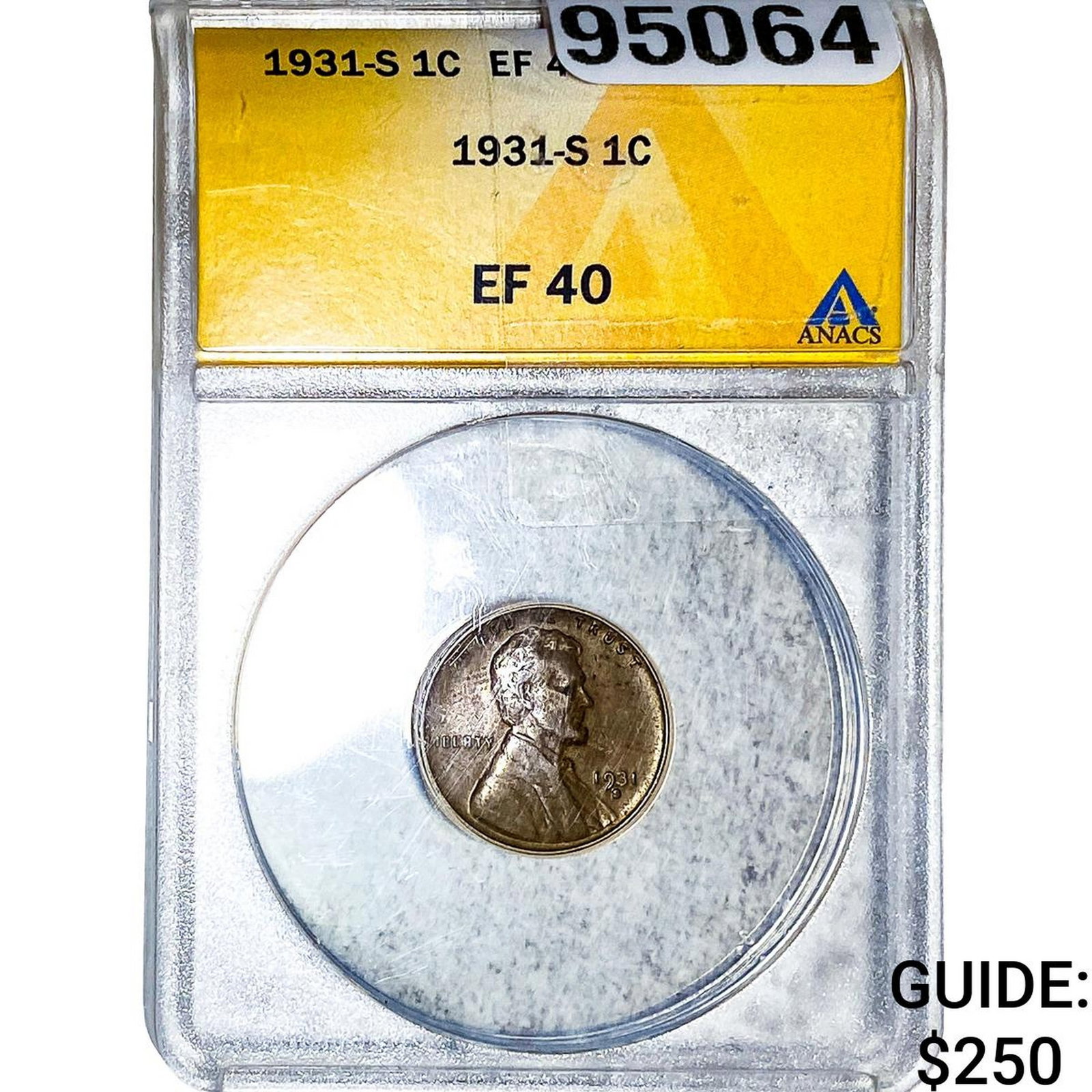 1931-S Wheat Cent ANACS EF40: 1931-S Wheat Cent ANACS EF40