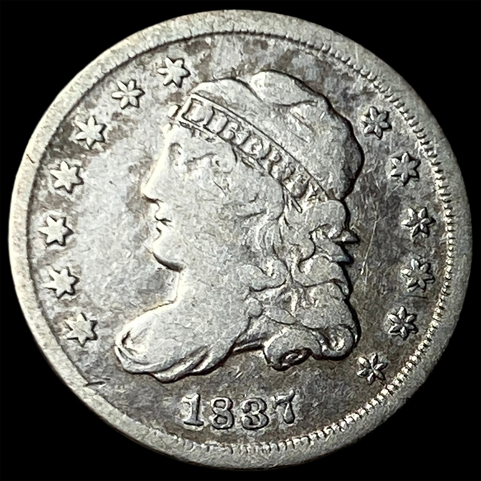 1837 Capped Bust Silver Half Dime LIGHTLY CIRCULATED: 1837 Capped Bust Silver Half Dime LIGHTLY CIRCULATED