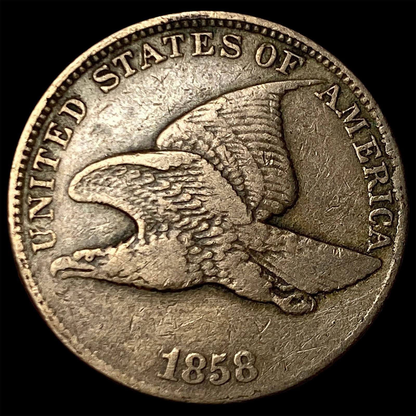 1858 Copper-Nickel Flying Eagle Cent CLOSELY UNCIRCULATED: 1858 Copper-Nickel Flying Eagle Cent CLOSELY UNCIRCULATED
