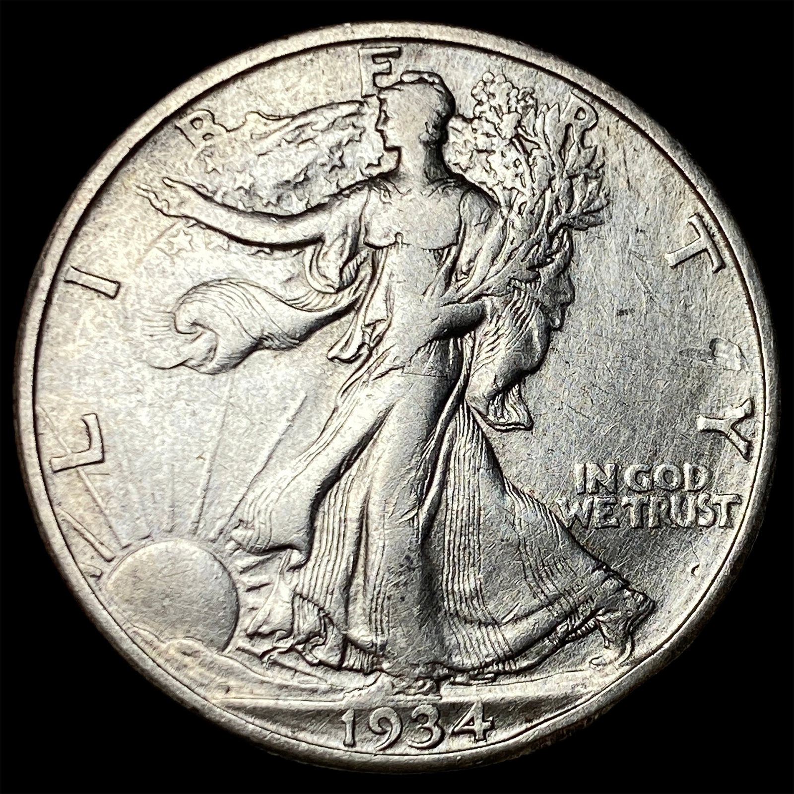 1934-D Silver Walking Liberty Half Dollar NEARLY UNCIRCULATED: 1934-D Silver Walking Liberty Half Dollar NEARLY UNCIRCULATED