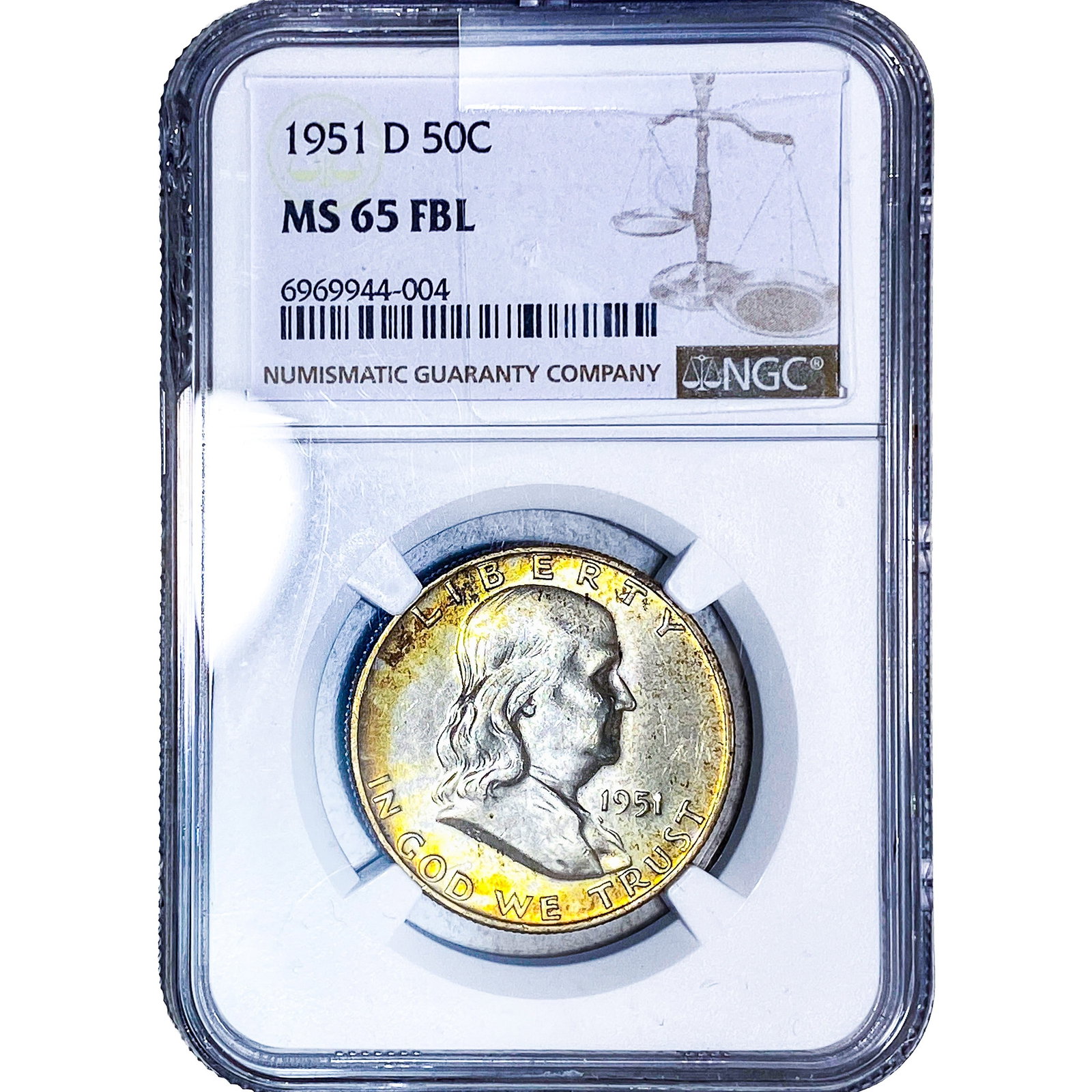 1951-D Franklin Half Dollar NGC MS65 FBL: 1951-D Franklin Half Dollar NGC MS65 FBL