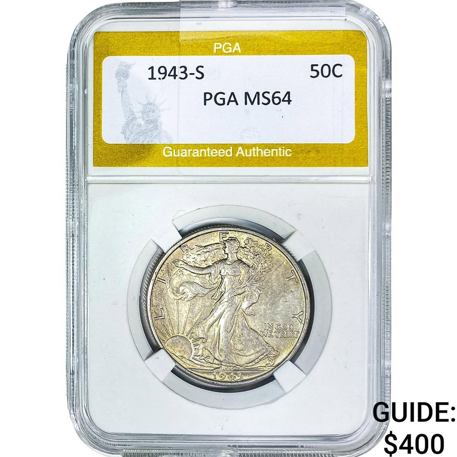 1943-S Walking Liberty Half Dollar PGA MS64: 1943-S Walking Liberty Half Dollar PGA MS64