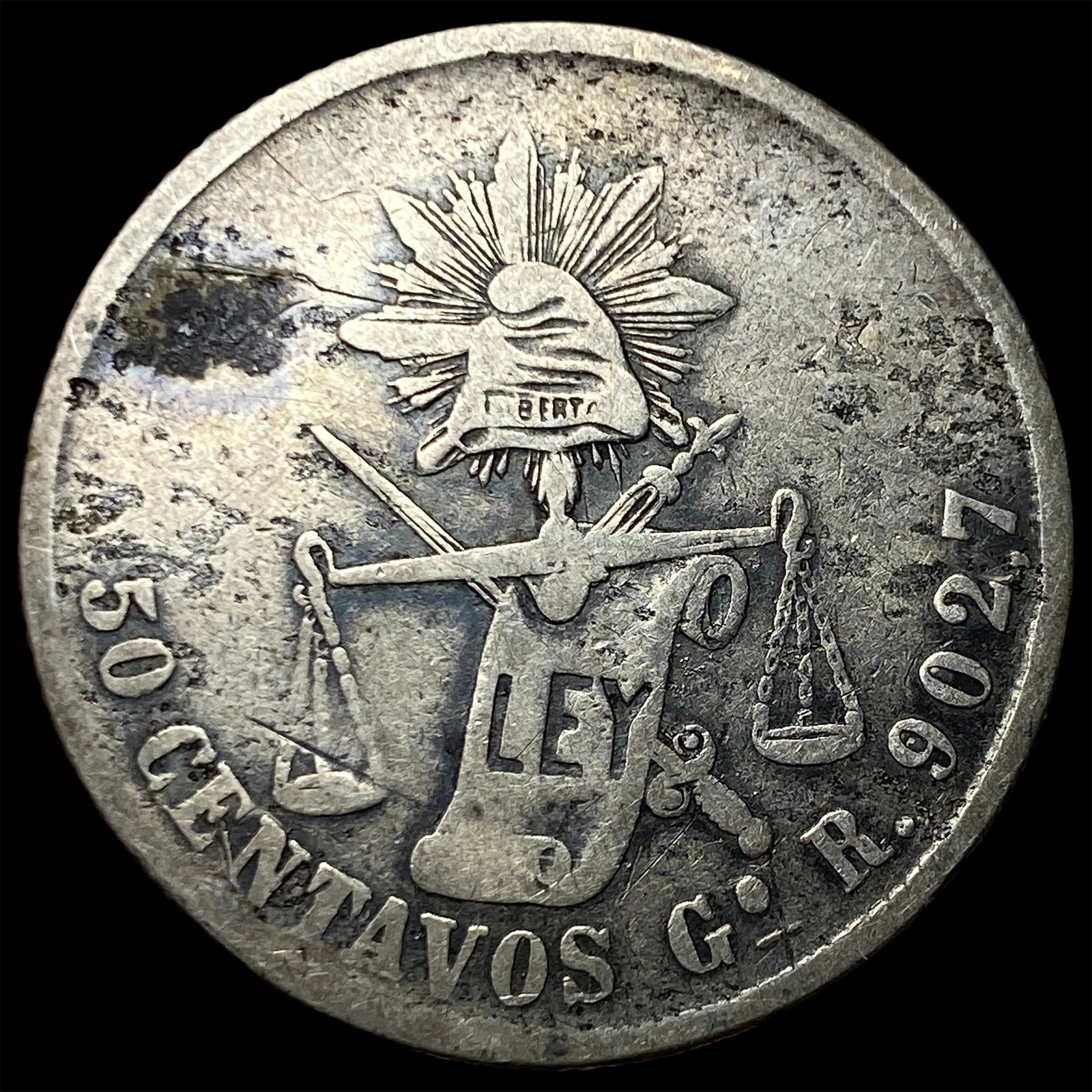 1885 Mexico Silver 50 Centavos LIGHTLY CIRCULATED (1 of 2)