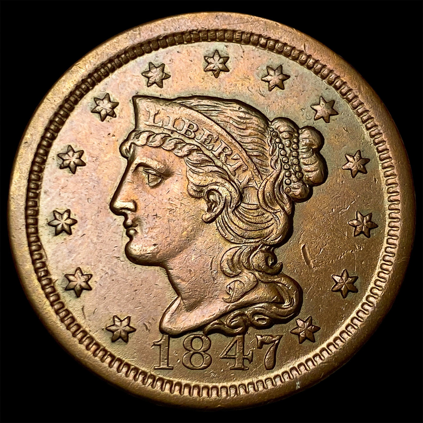 1847 Braided Hair Large Cent UNCIRCULATED (1 of 2)
