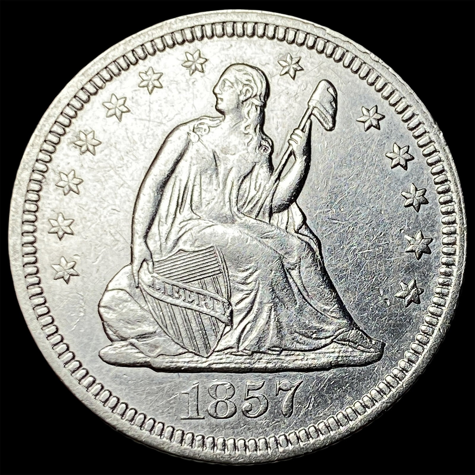 1857 Silver Seated Liberty Quarter UNCIRCULATED: 1857 Silver Seated Liberty Quarter UNCIRCULATED