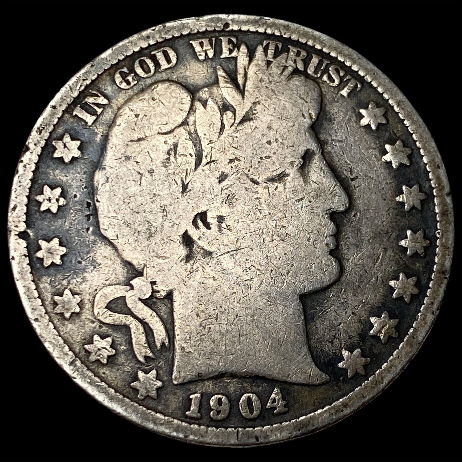 1904-S Silver Barber Half Dollar LIGHTLY CIRCULATED: 1904-S Silver Barber Half Dollar LIGHTLY CIRCULATED