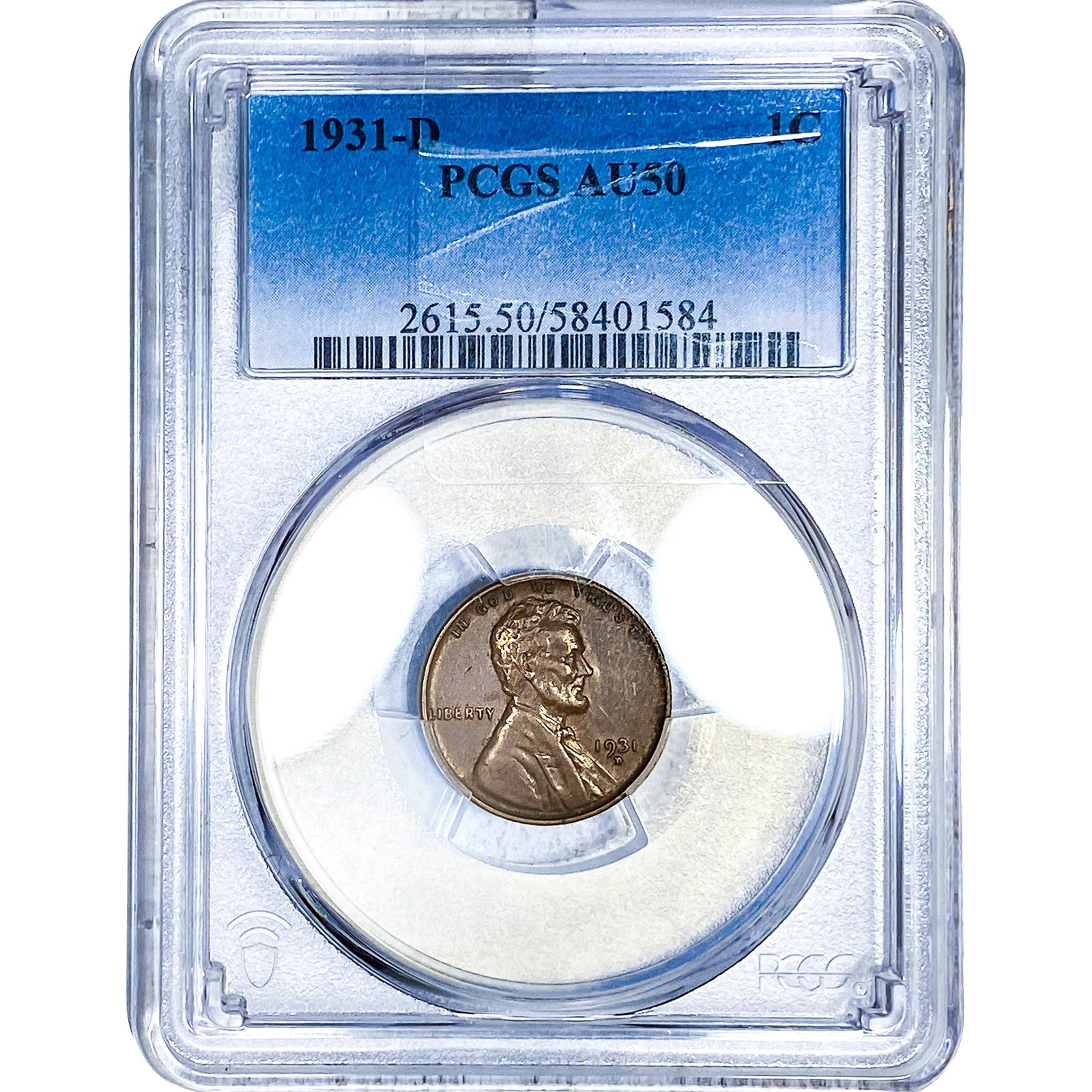 1931-D Wheat Cent PCGS AU50: 1931-D Wheat Cent PCGS AU50