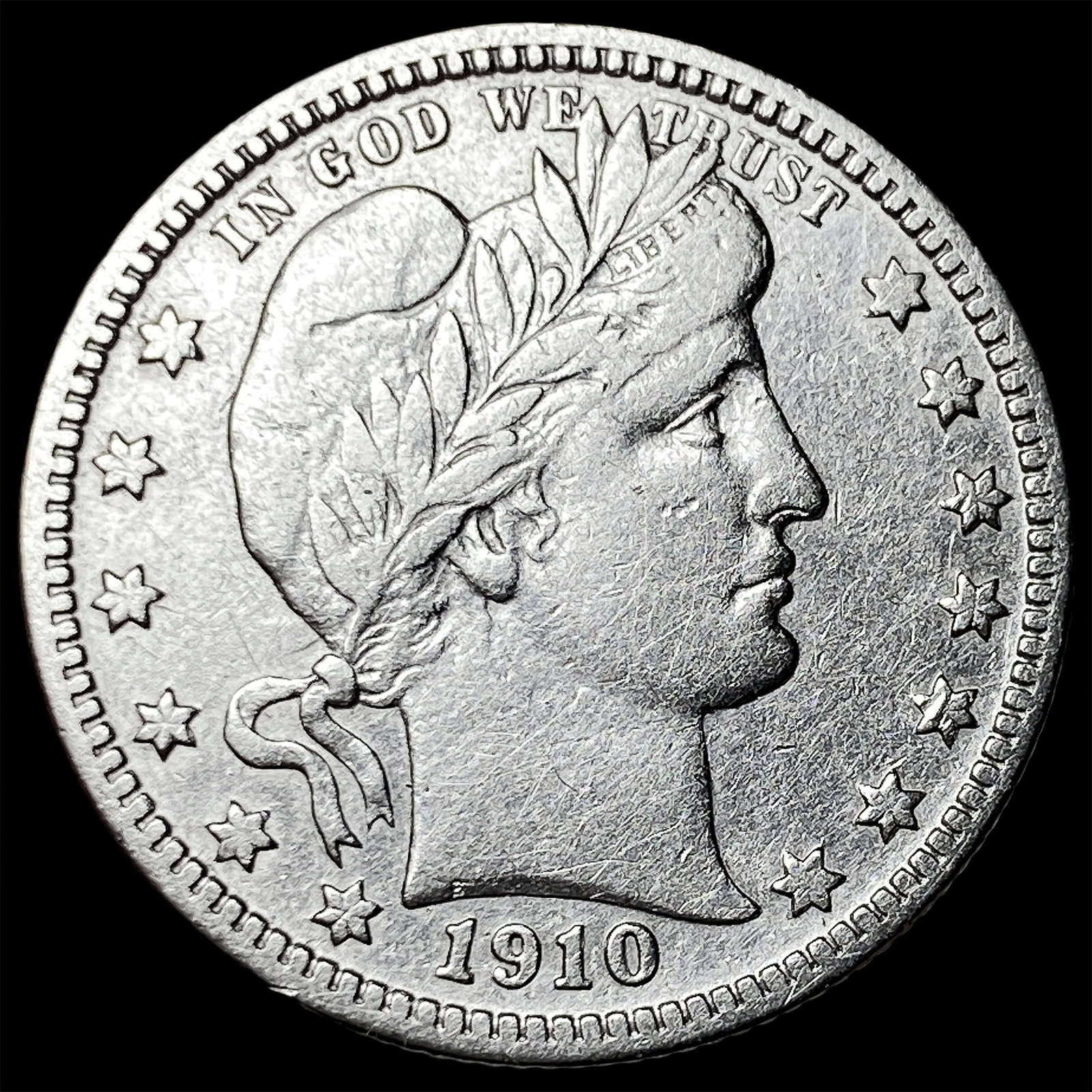 1910 Barber Silver Quarter CLOSELY UNCIRCULATED: 1910 Barber Silver Quarter CLOSELY UNCIRCULATED