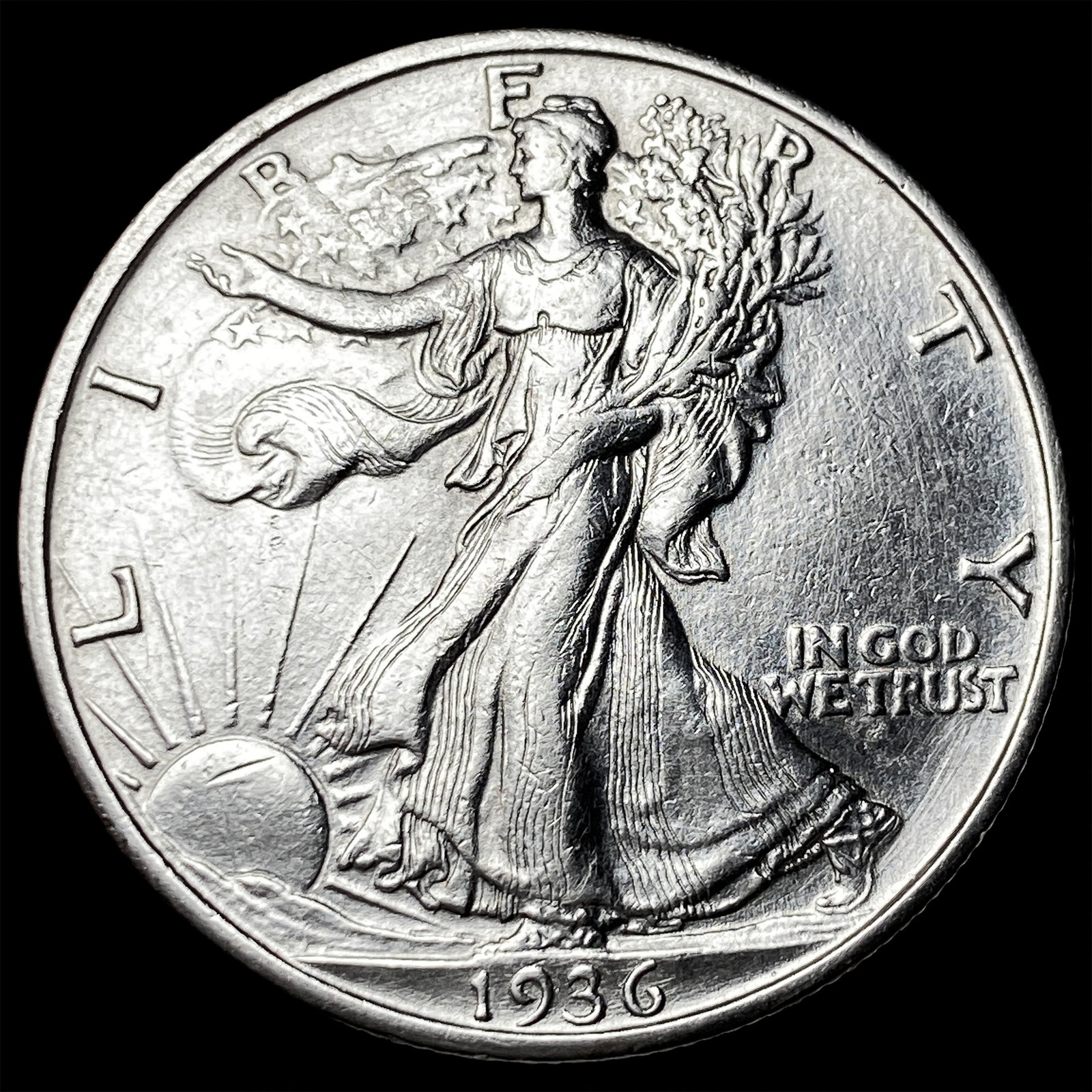 1936-S Silver Walking Liberty Half Dollar CHOICE AU: 1936-S Silver Walking Liberty Half Dollar CHOICE AU