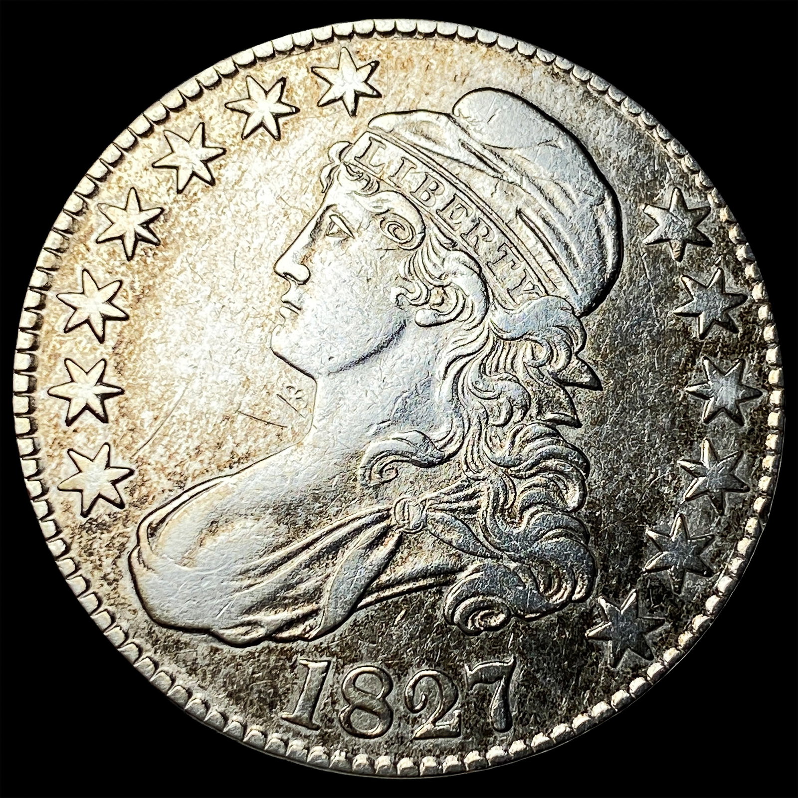 1827 Capped Bust Half Dollar CLOSELY UNCIRCULATED: 1827 Capped Bust Half Dollar CLOSELY UNCIRCULATED