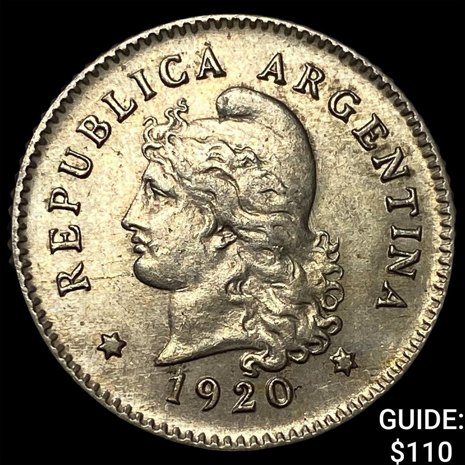 1920 Argentina Copper Nickel 10 Centavos: 1920 Argentina Copper Nickel 10 Centavos