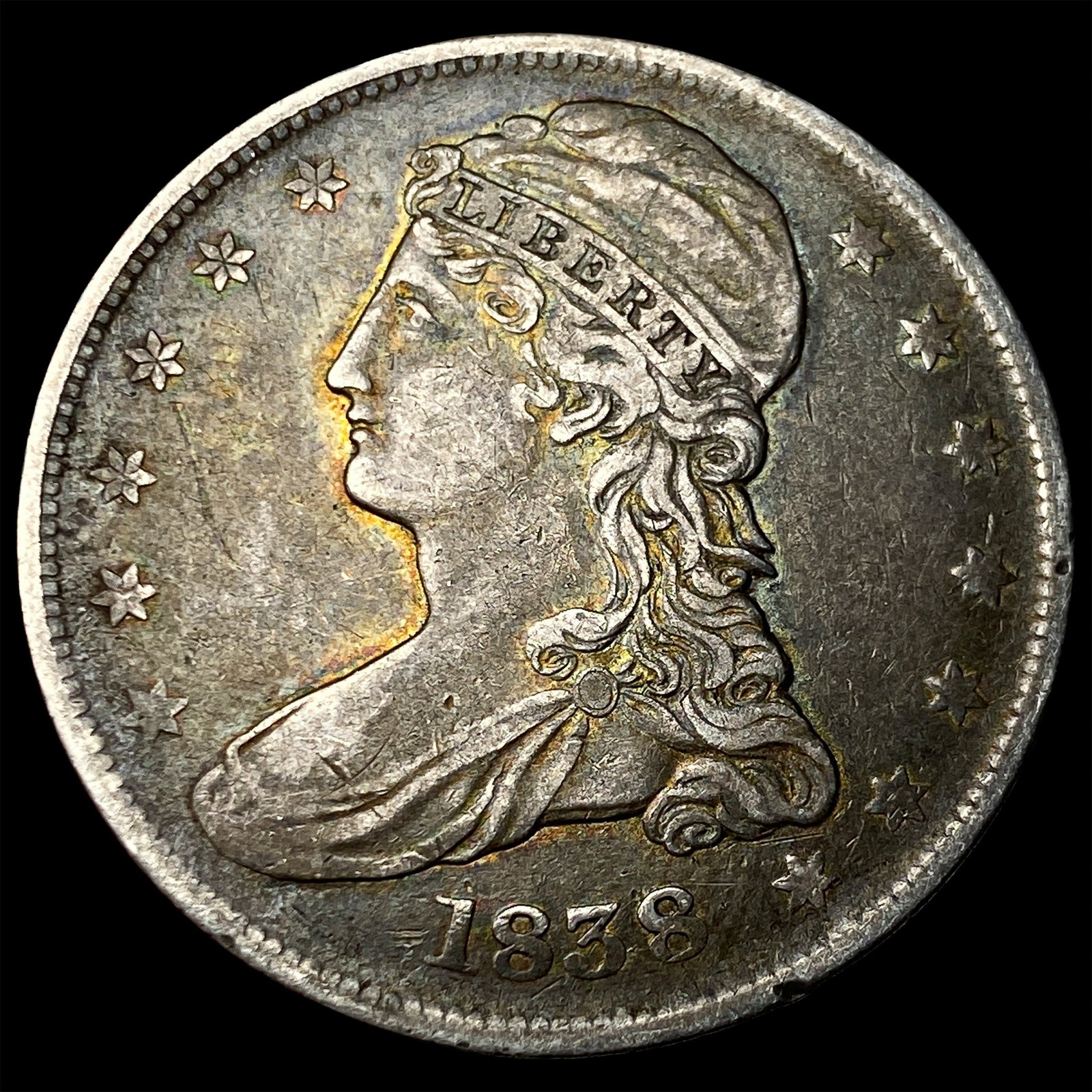 1838 Silver Half Dollar (Capped Bust) CHOICE AU: 1838 Silver Half Dollar (Capped Bust) CHOICE AU