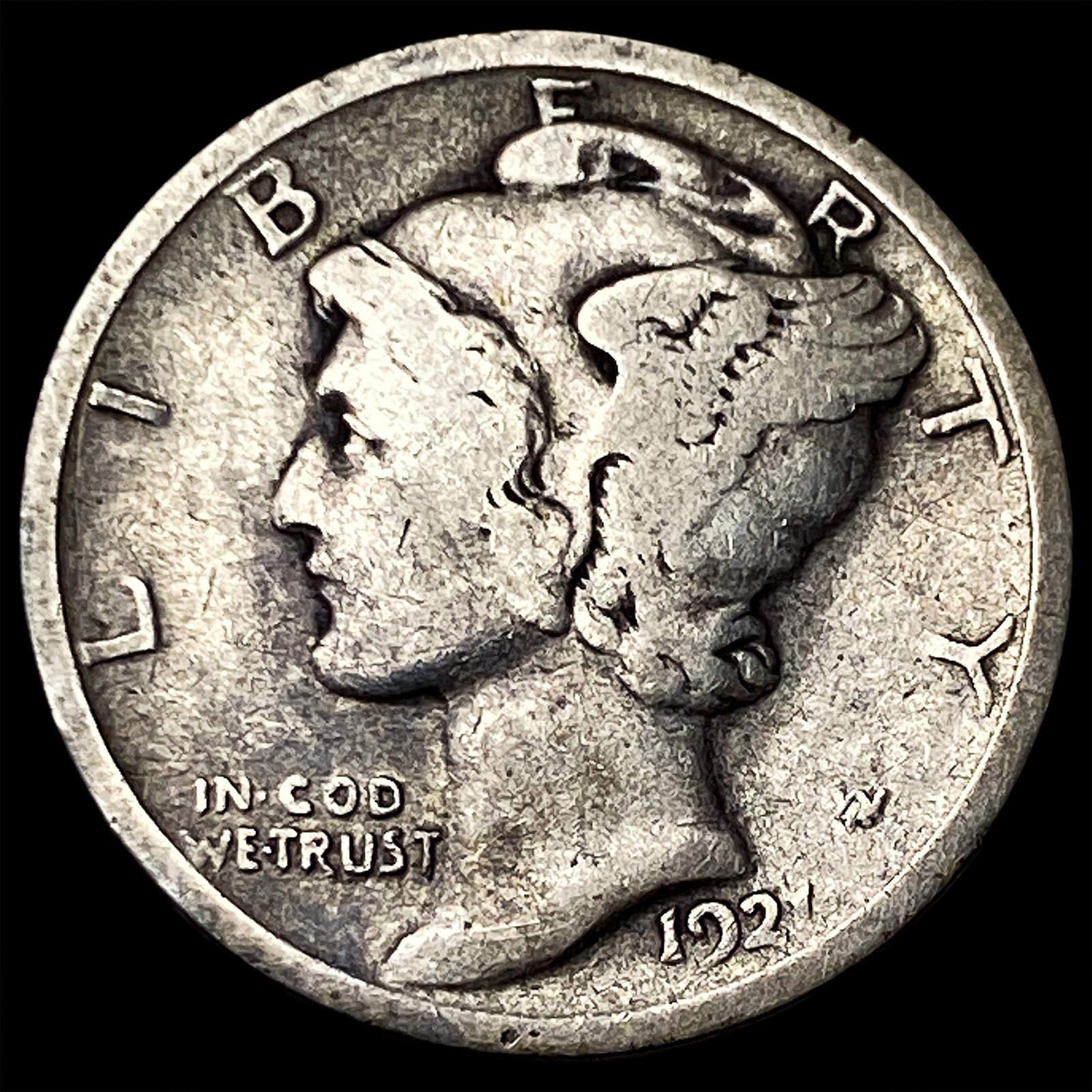 1921-S Silver Mercury Dime NICELY CIRCULATED: 1921-S Silver Mercury Dime NICELY CIRCULATED