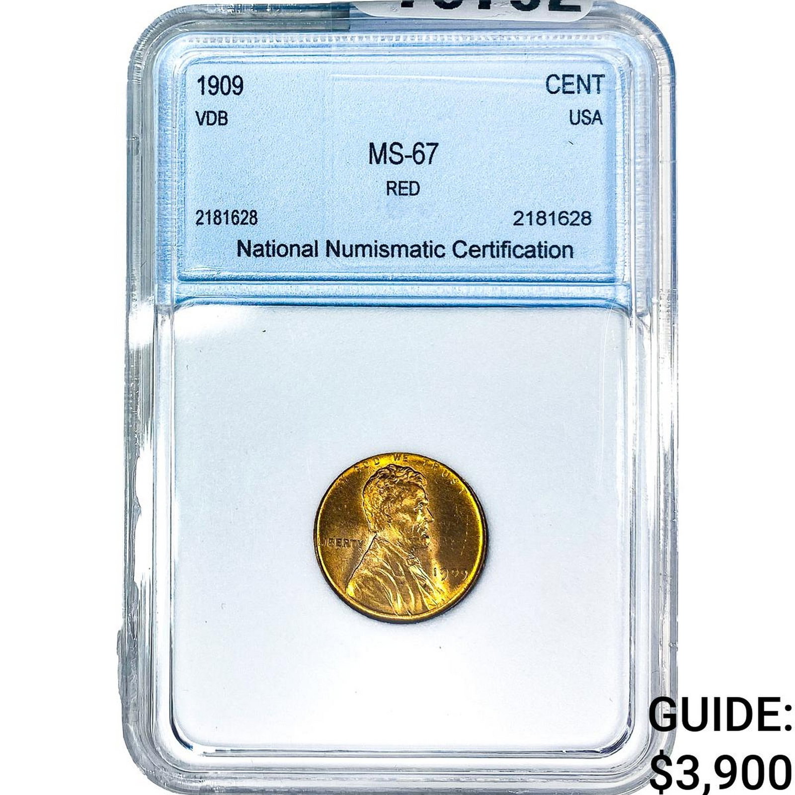 1909 VDB Wheat Cent NNC MS67 RD: 1909 VDB Wheat Cent NNC MS67 RD