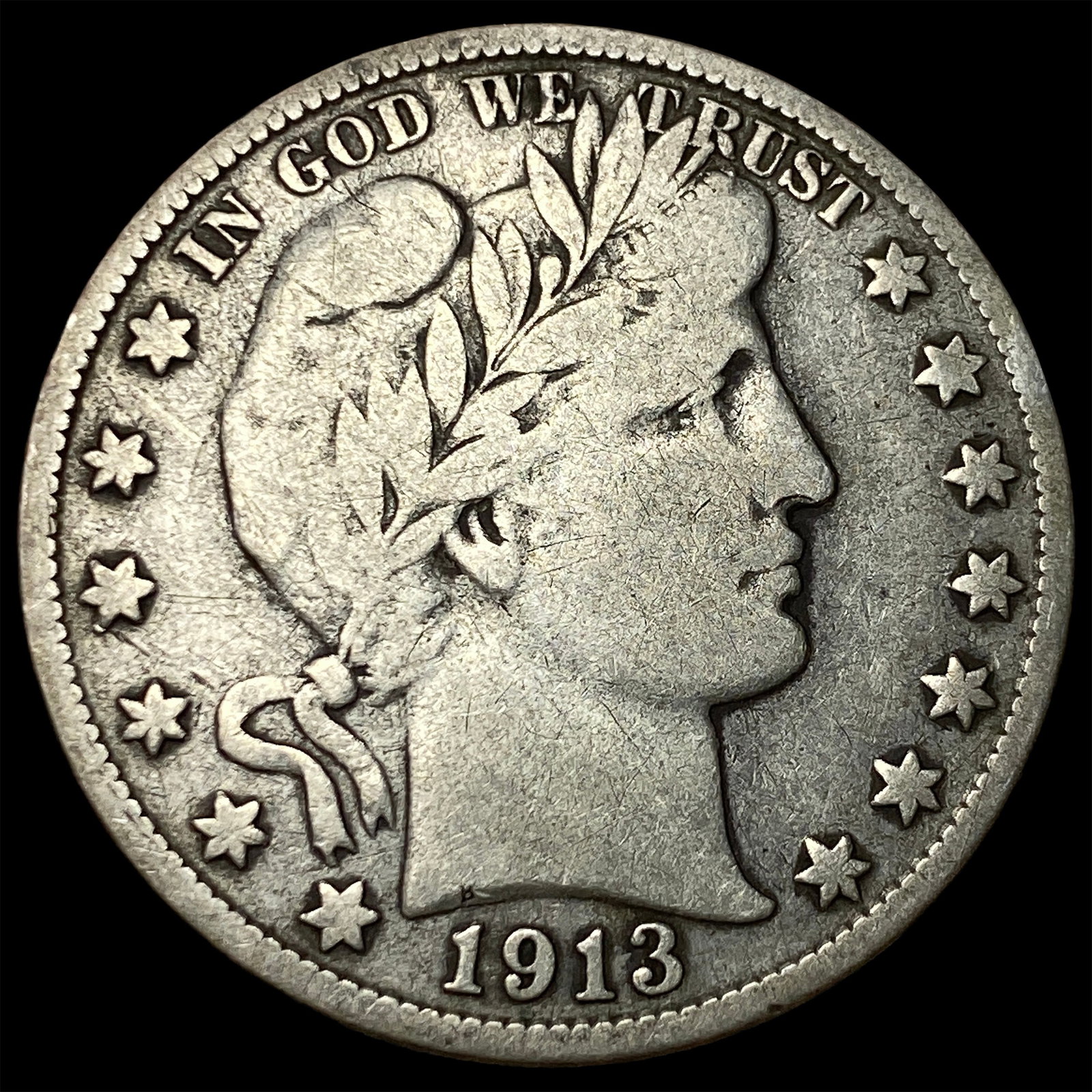 1913-S Silver Barber Half Dollar LIGHTLY CIRCULATED: 1913-S Silver Barber Half Dollar LIGHTLY CIRCULATED