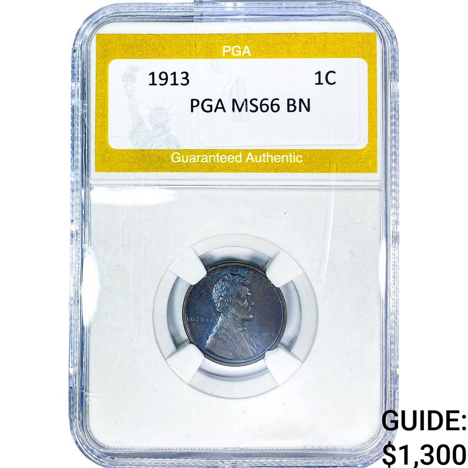 1913 Wheat Cent PGA MS66 BN: 1913 Wheat Cent PGA MS66 BN