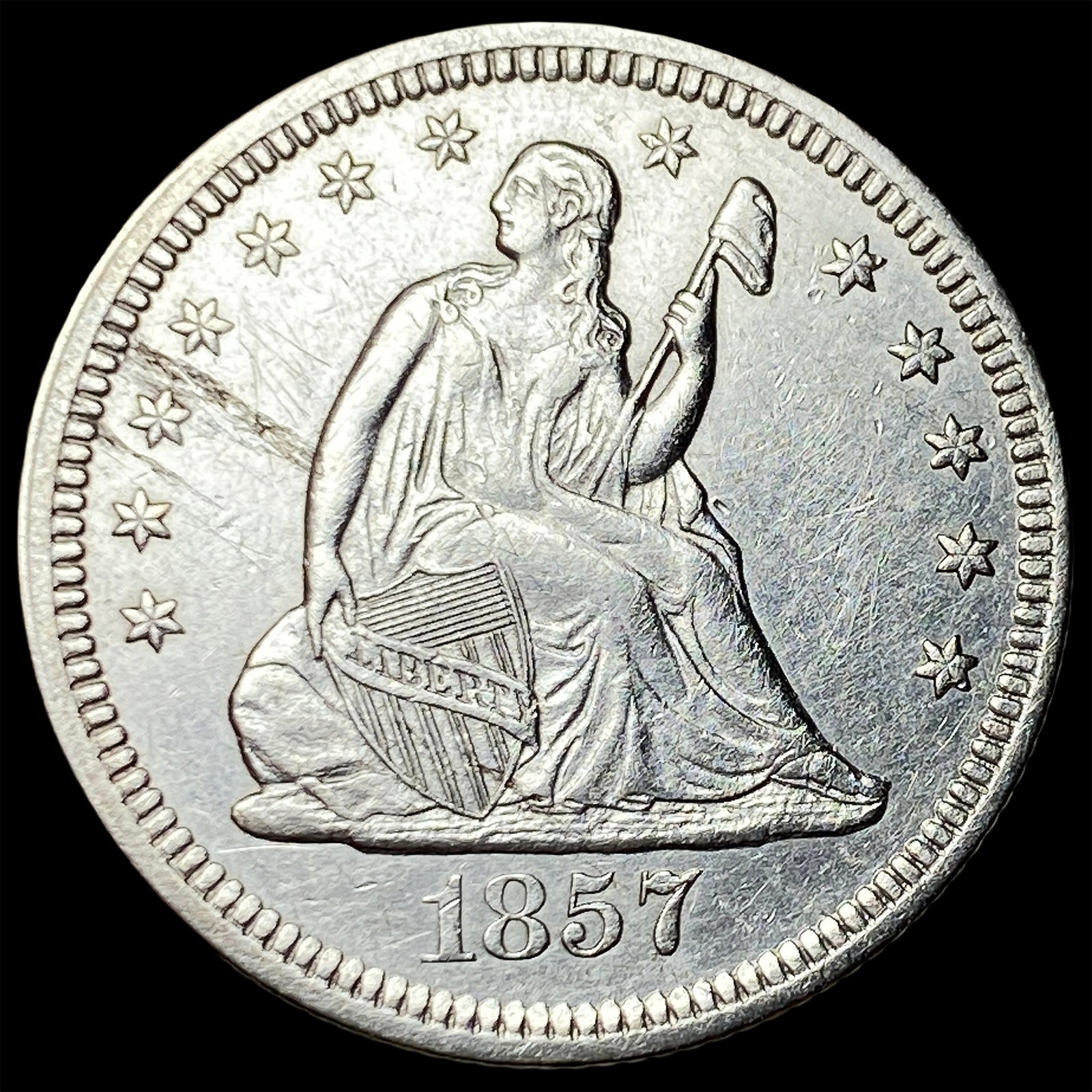 1857 Silver Seated Liberty Quarter UNCIRCULATED: 1857 Silver Seated Liberty Quarter UNCIRCULATED