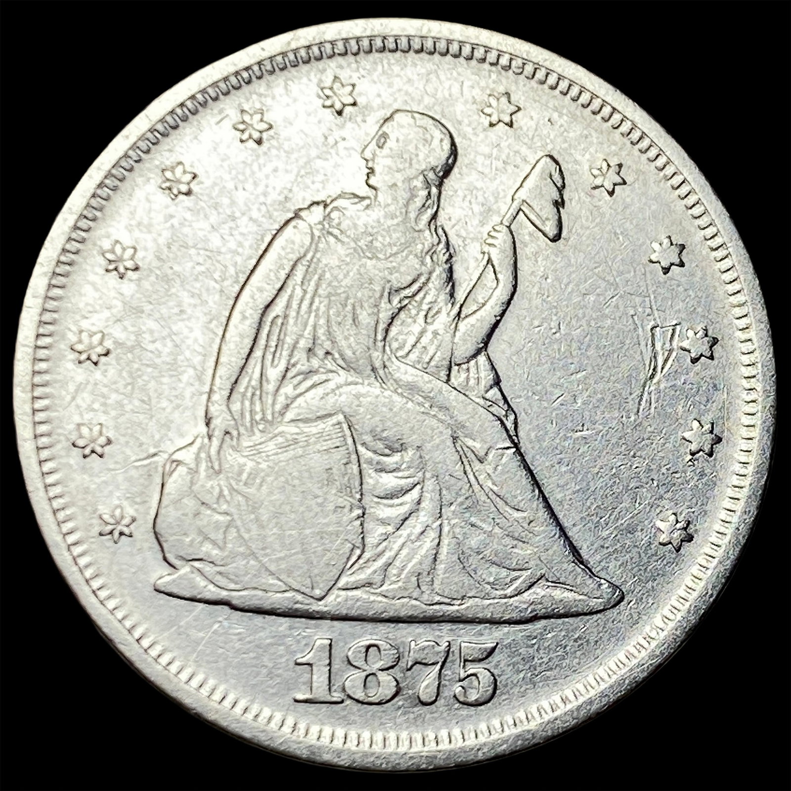 1875 Seated Liberty Twenty Cents CHOICE AU: 1875 Seated Liberty Twenty Cents CHOICE AU