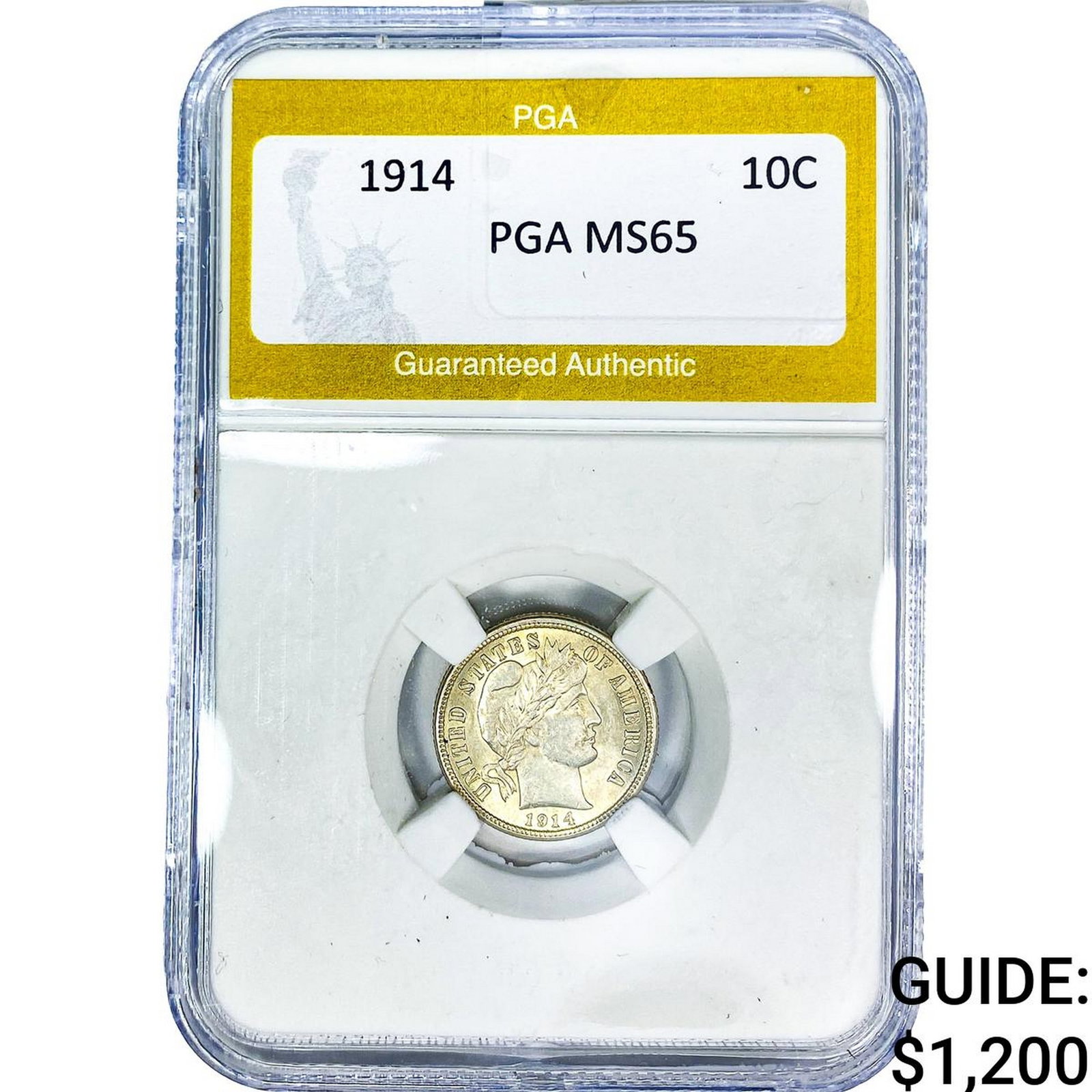 1914 Barber Dime PGA MS65: 1914 Barber Dime PGA MS65